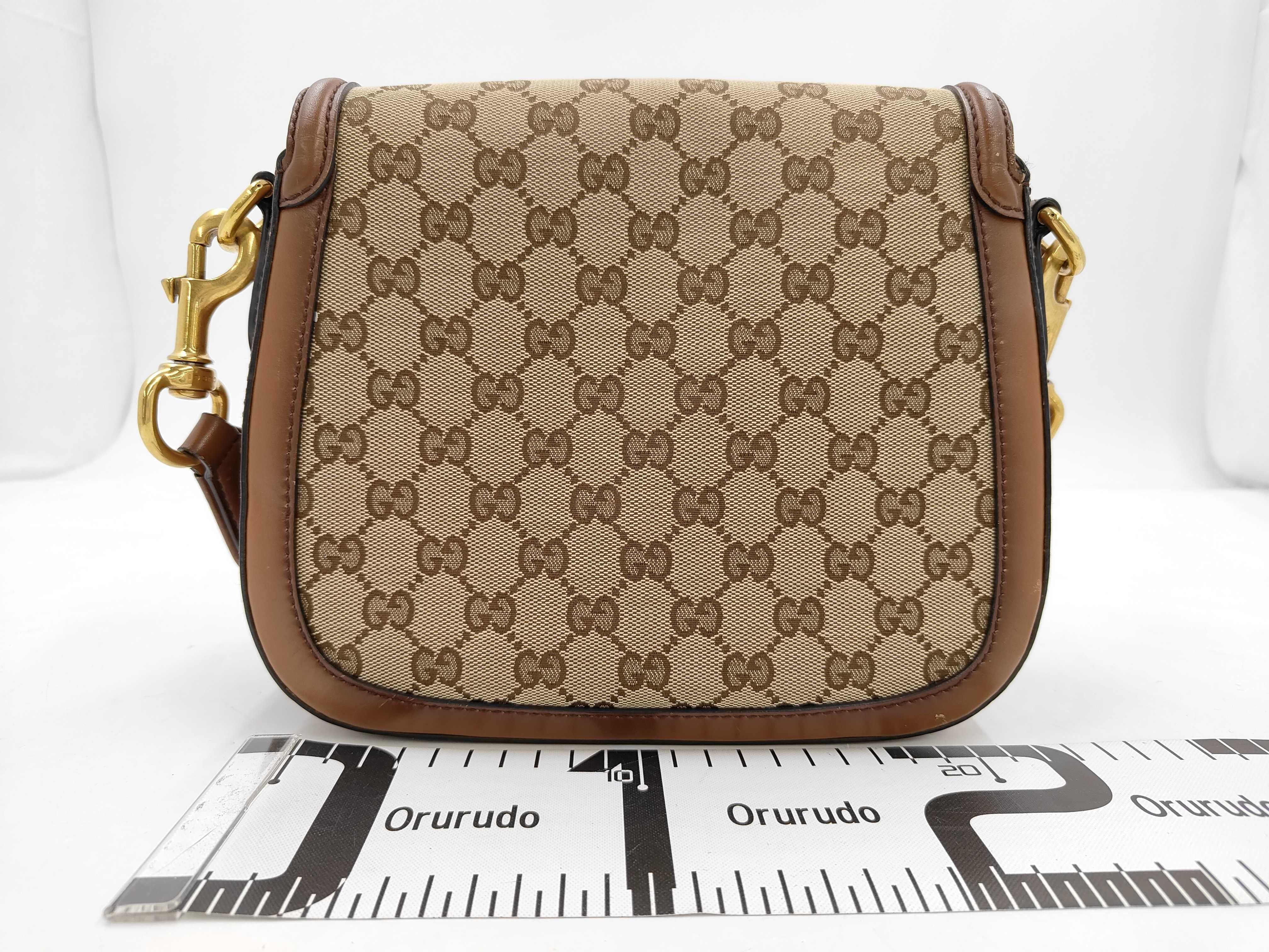 GG Canvas Gucci GG Canvas Horsebit Canvas Leather Shoulder Bag Brown 383848 Shoulder Bag — view 2