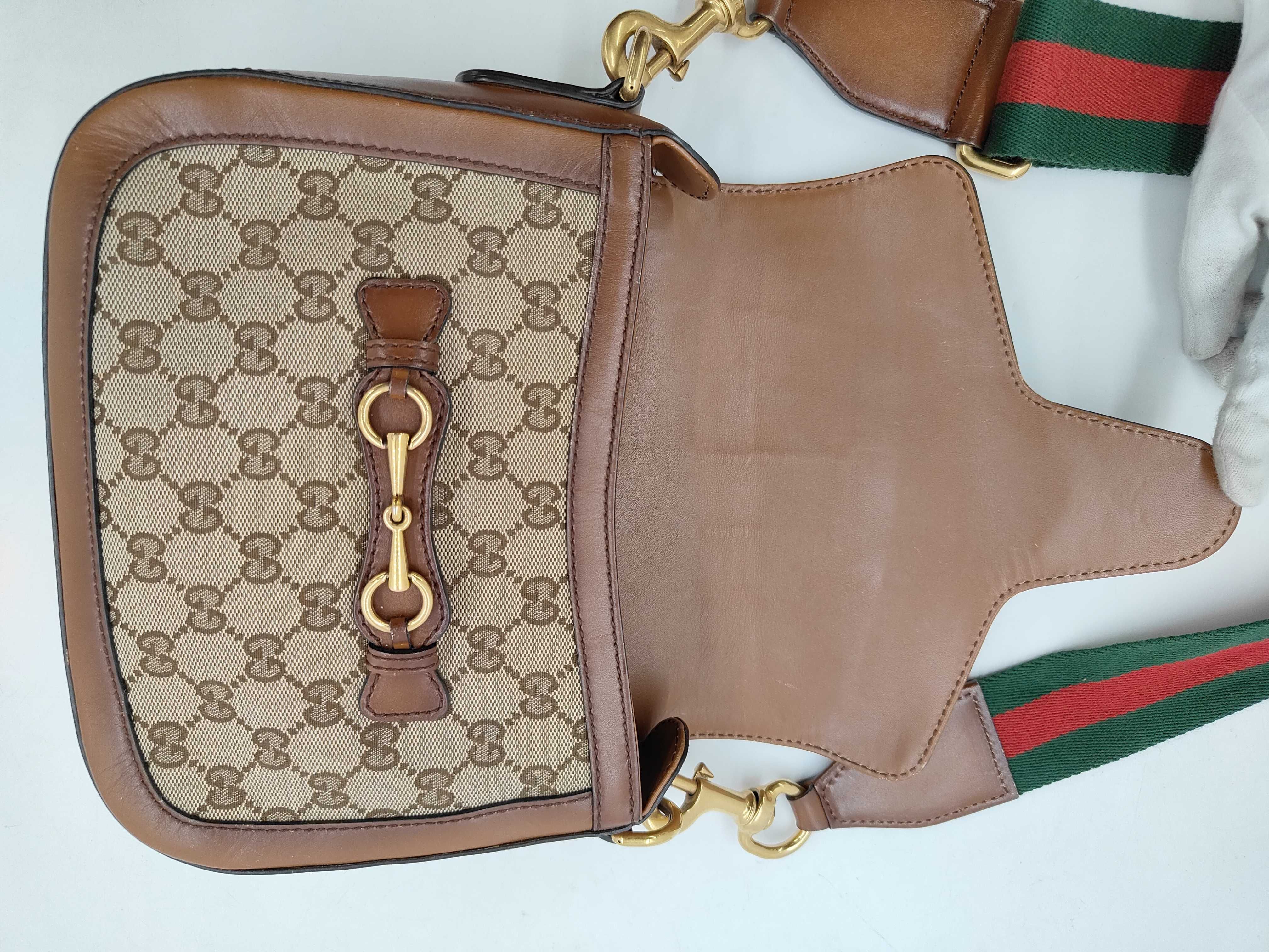 GG Canvas Gucci GG Canvas Horsebit Canvas Leather Shoulder Bag Brown 383848 Shoulder Bag — view 9