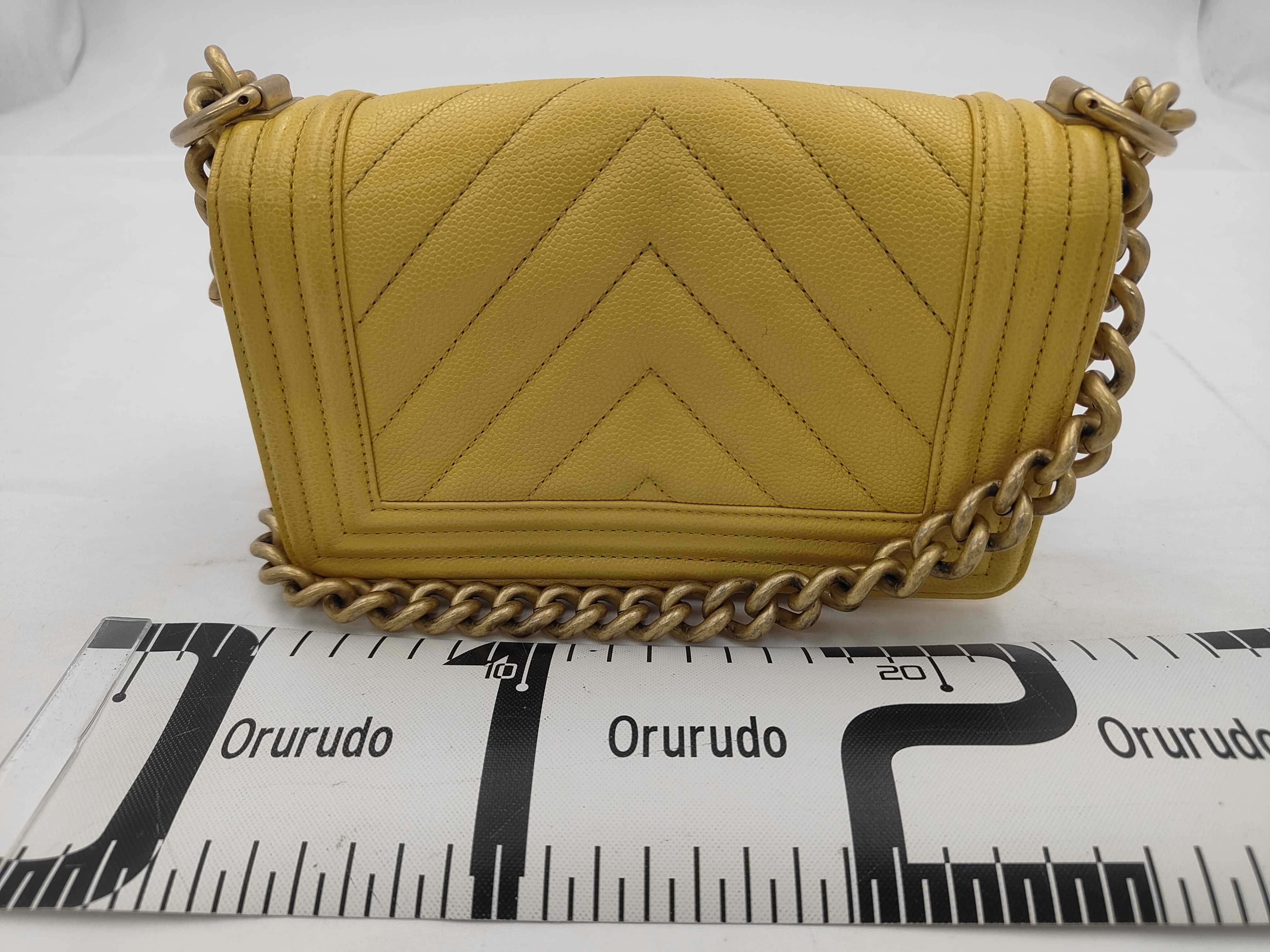 Boy Chanel 20 Caviar Yellow Chain Shoulder Bag — view 2