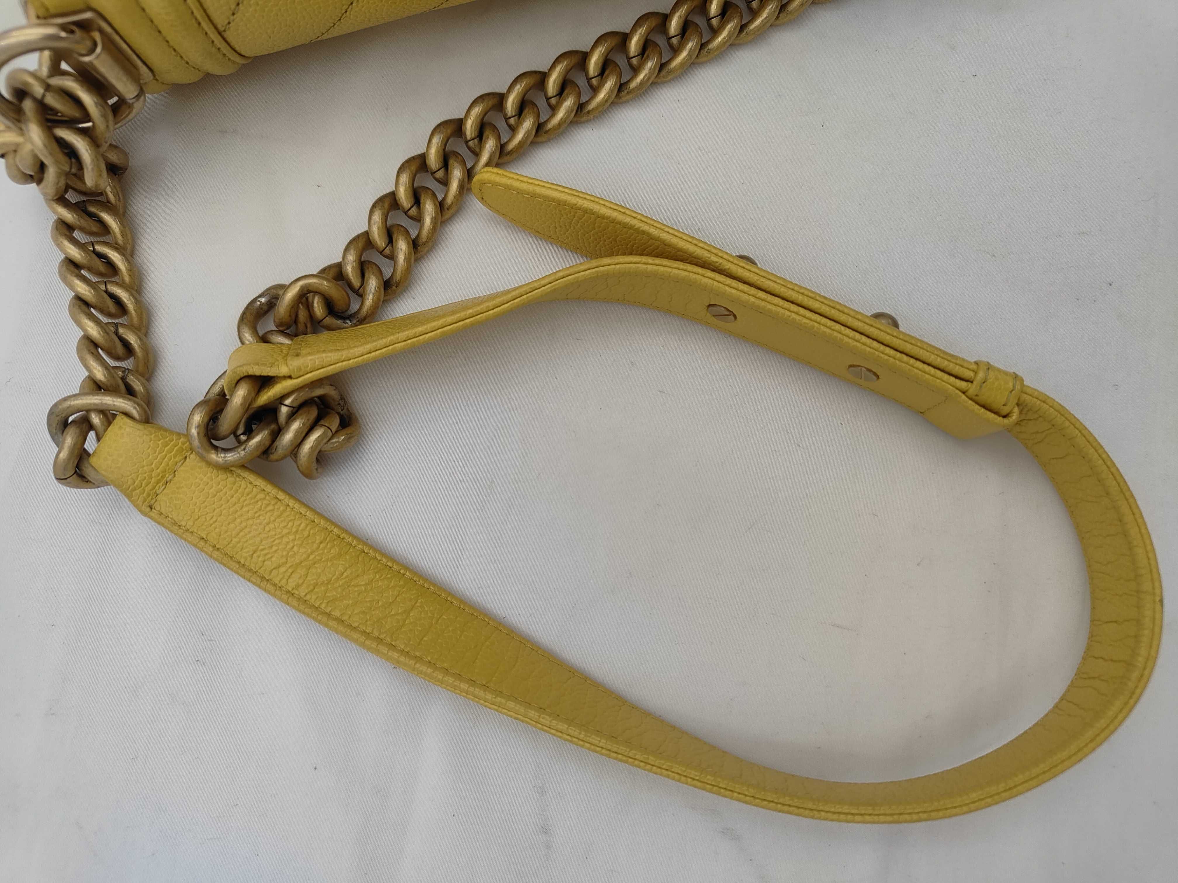 Boy Chanel 20 Caviar Yellow Chain Shoulder Bag — view 3