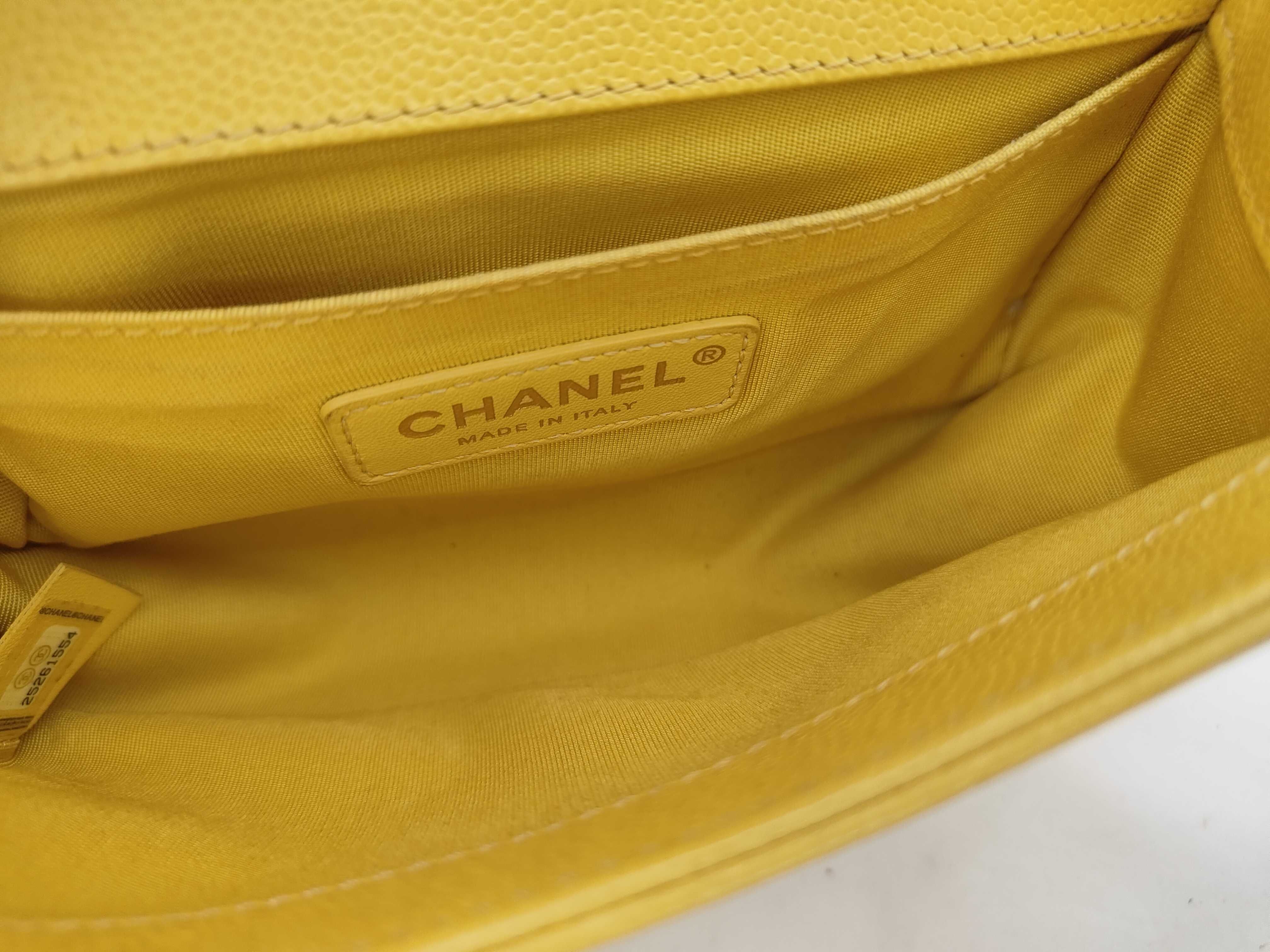 Boy Chanel 20 Caviar Yellow Chain Shoulder Bag — view 8
