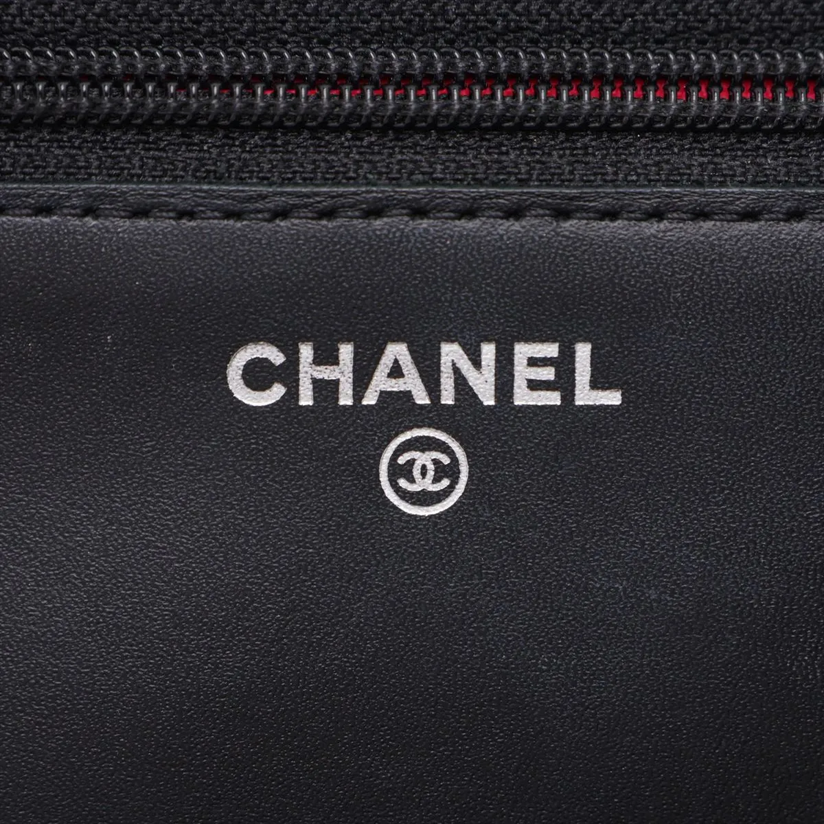 Cambon Line Leather x Patent Leather Chain Wallet, Black, Silver Hardware, 19375950, Serial Number 19 — view 11