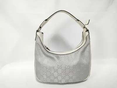 Satin Canvas One-Shoulder Bag 263757 Silver Shoulder Bag