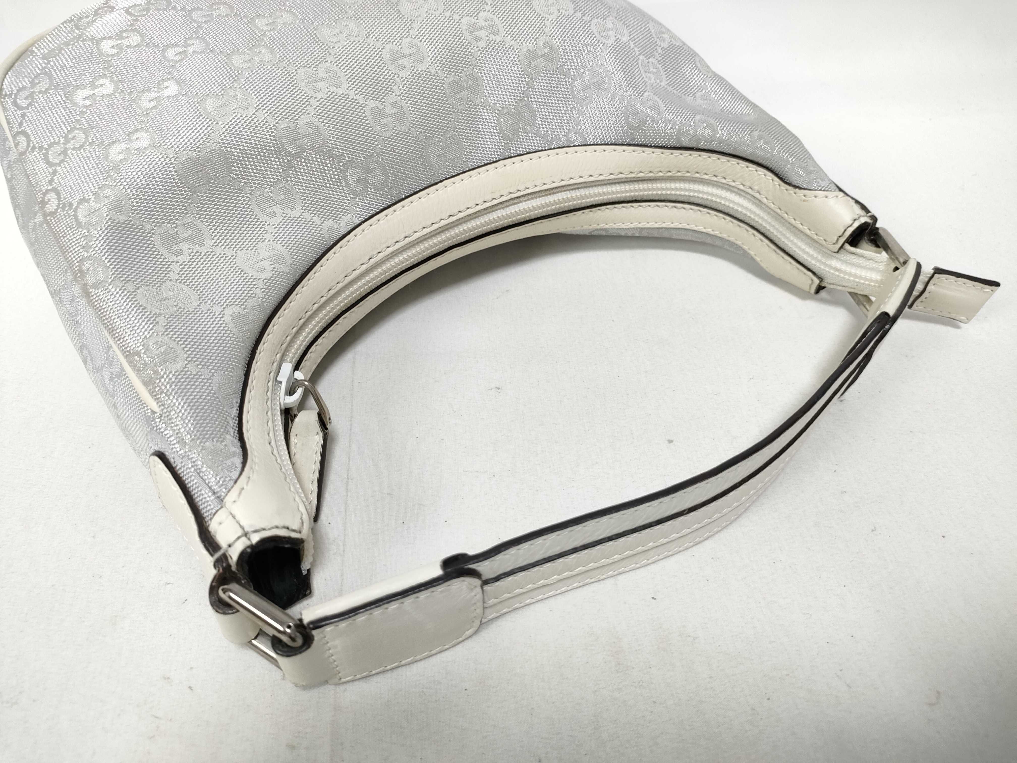 Satin Canvas One-Shoulder Bag 263757 Silver Shoulder Bag — view 10