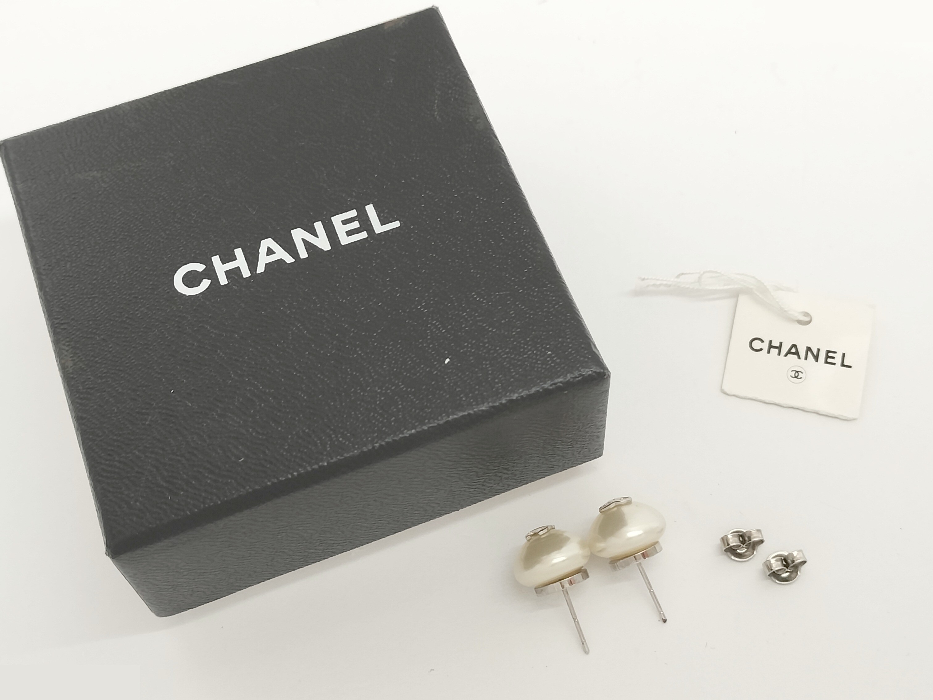 Coco F Pearl Silver Earrings — view 2