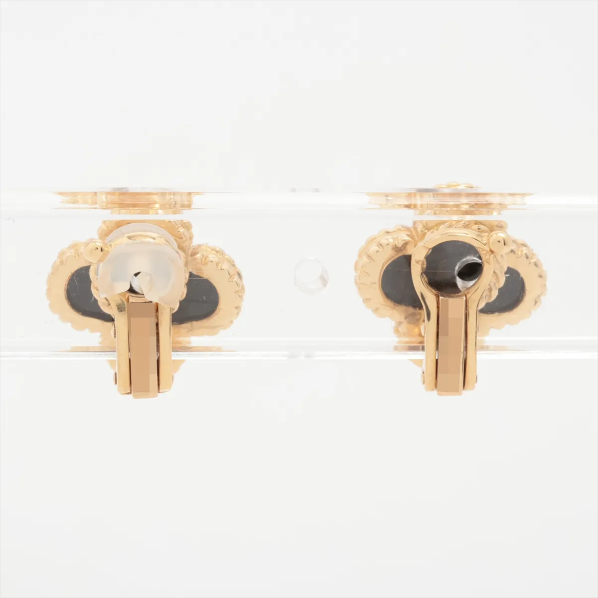 Vintage Alhambra Onyx Earrings, 750 (Yellow Gold), Total Weight 7.2g, AL03.00NX329. (Stone has — view 2