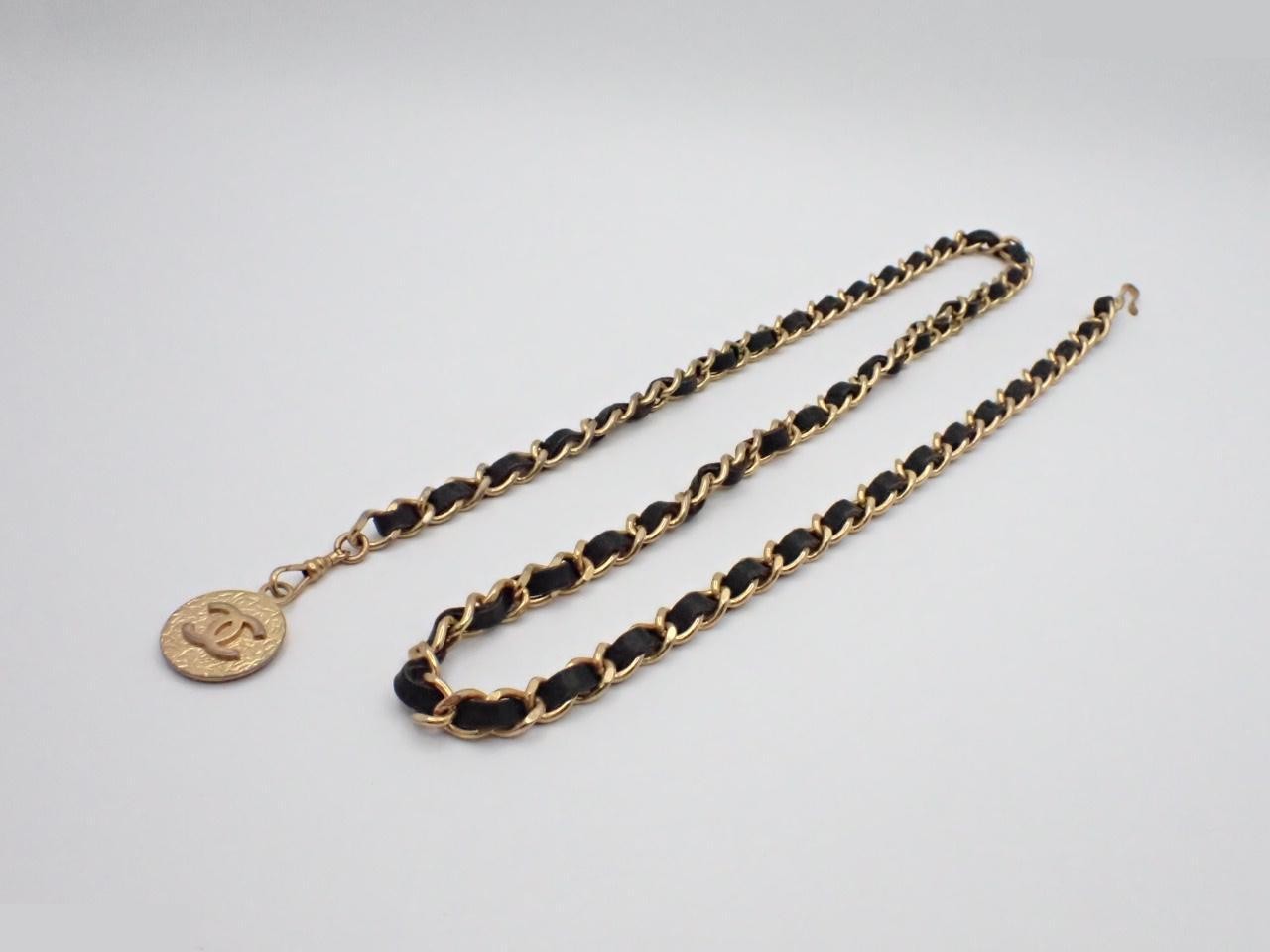 Coco Mark Leather Chain Belt, Chain approx. 100cm — view 2
