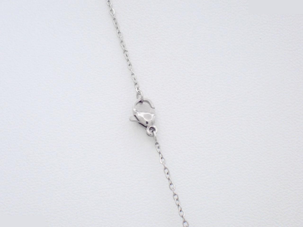 Necklace, H-cube design, orange, silver, aftermarket chain / approx. 42cm — view 2