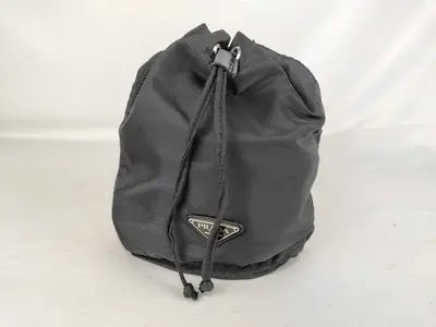Nylon Drawstring Pouch, Black