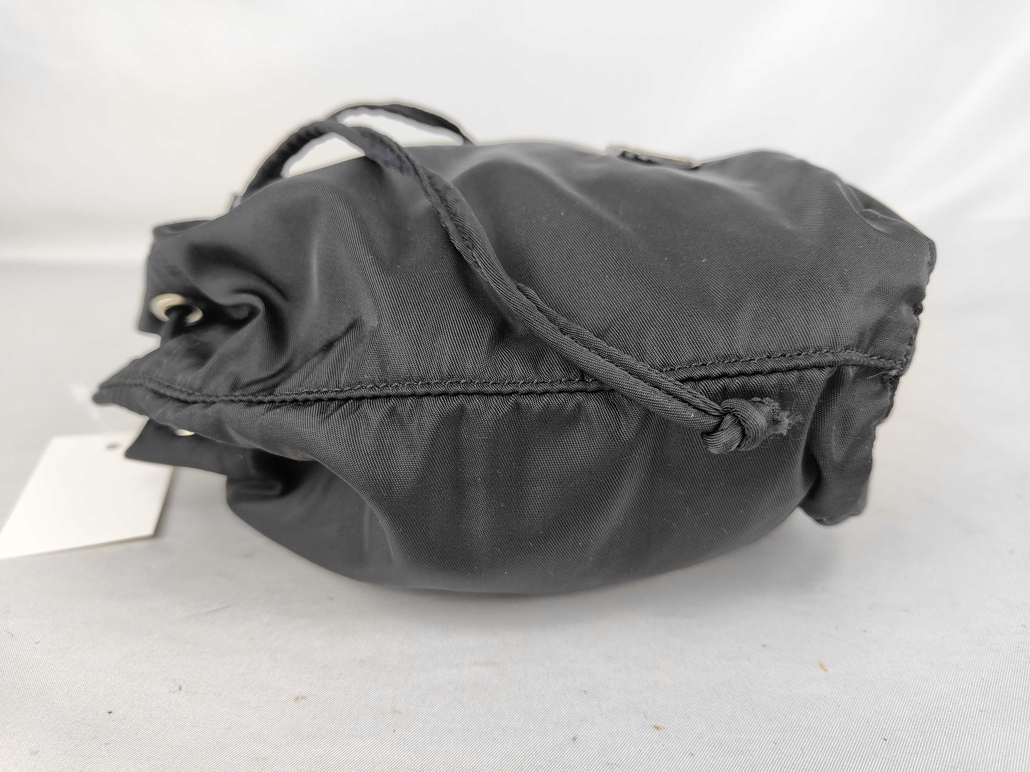 Nylon Drawstring Pouch, Black — view 3