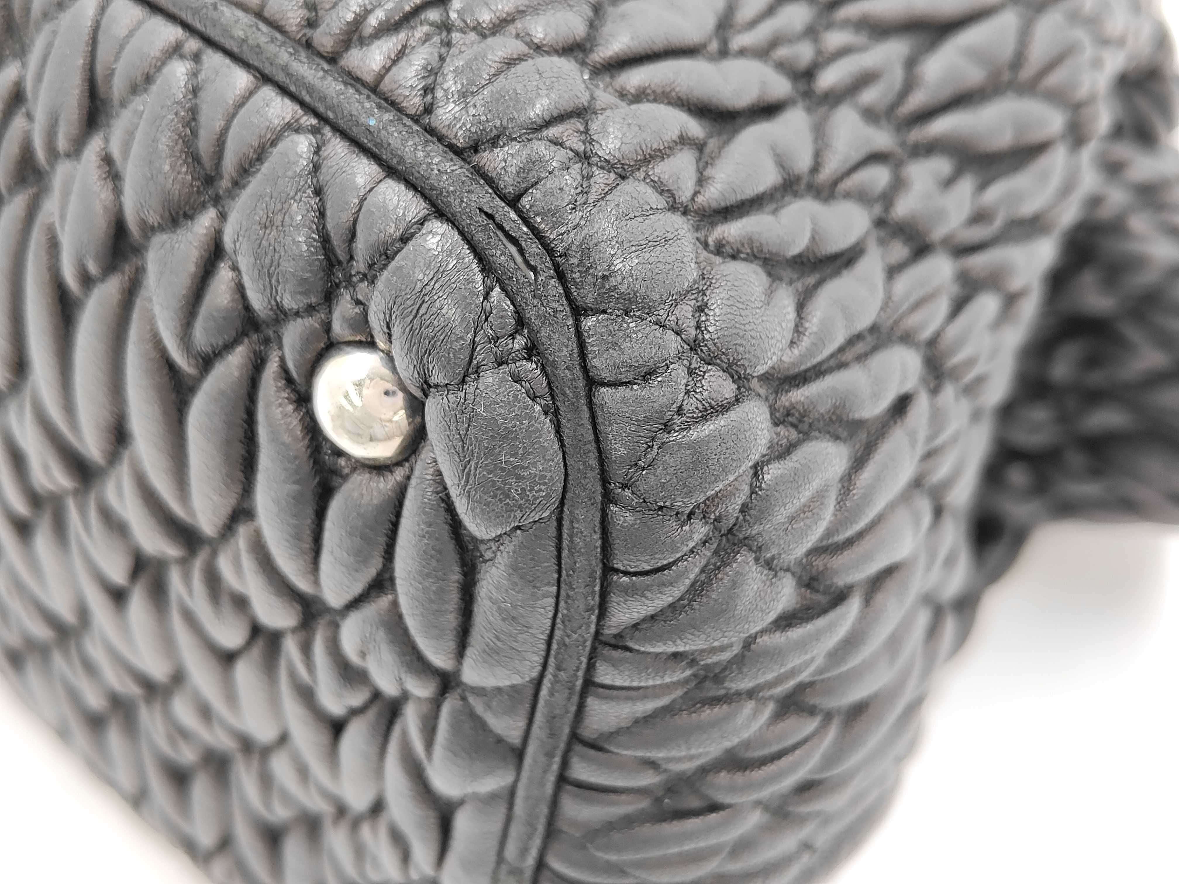 Matelassé 2-Way Bag with Long Strap, Beaded, Black Handbag — view 7