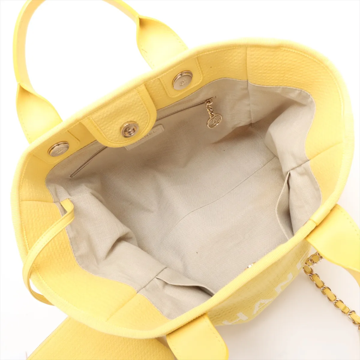 Deauville MM Canvas x Leather 2WAY Tote Bag Yellow Gold Hardware TKH8210C Random Plate — view 7