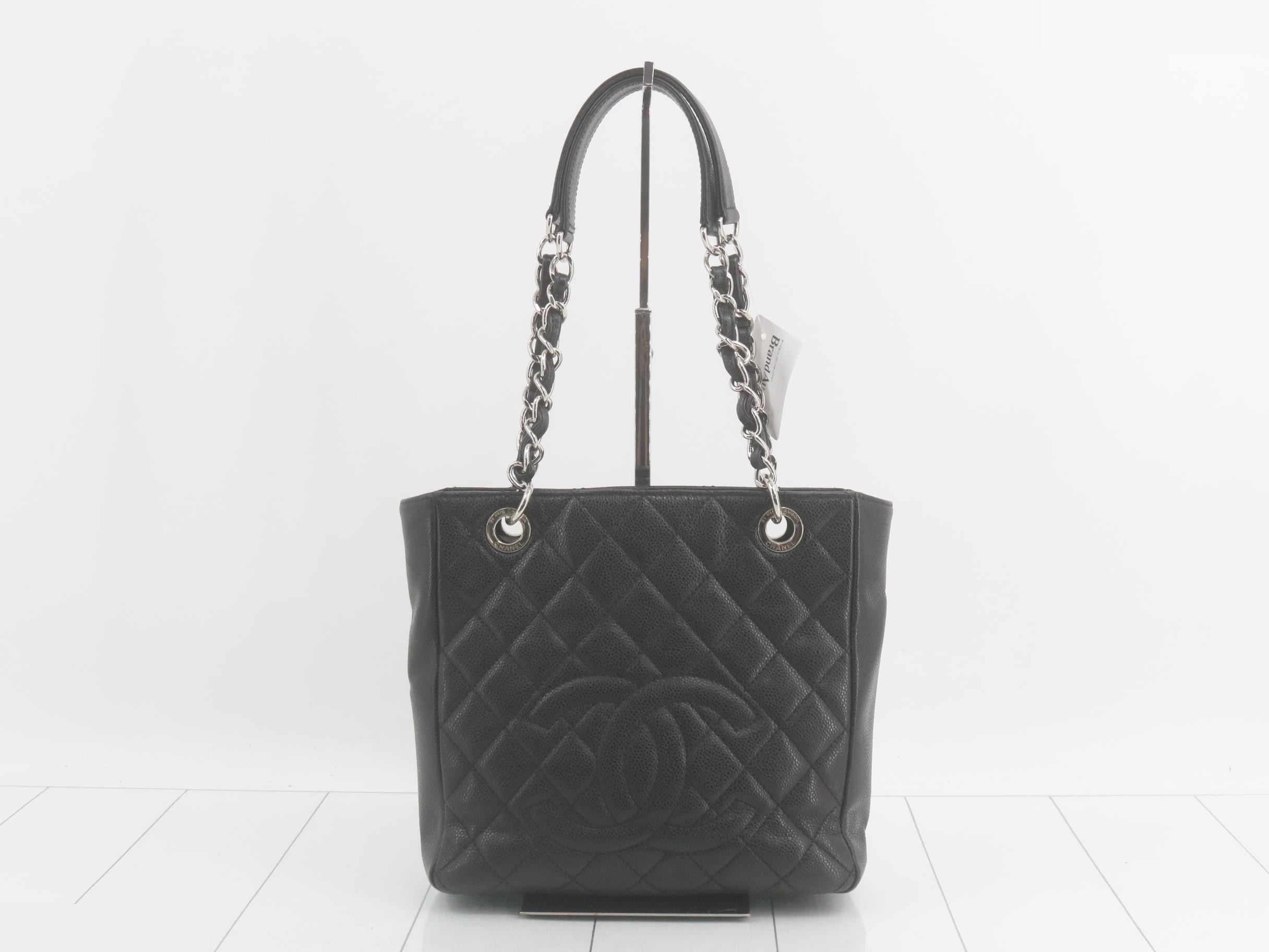 Matelassé PST Tote, Caviar Leather, Black, Silver Hardware, Serial Number 15-series, with original sticker.