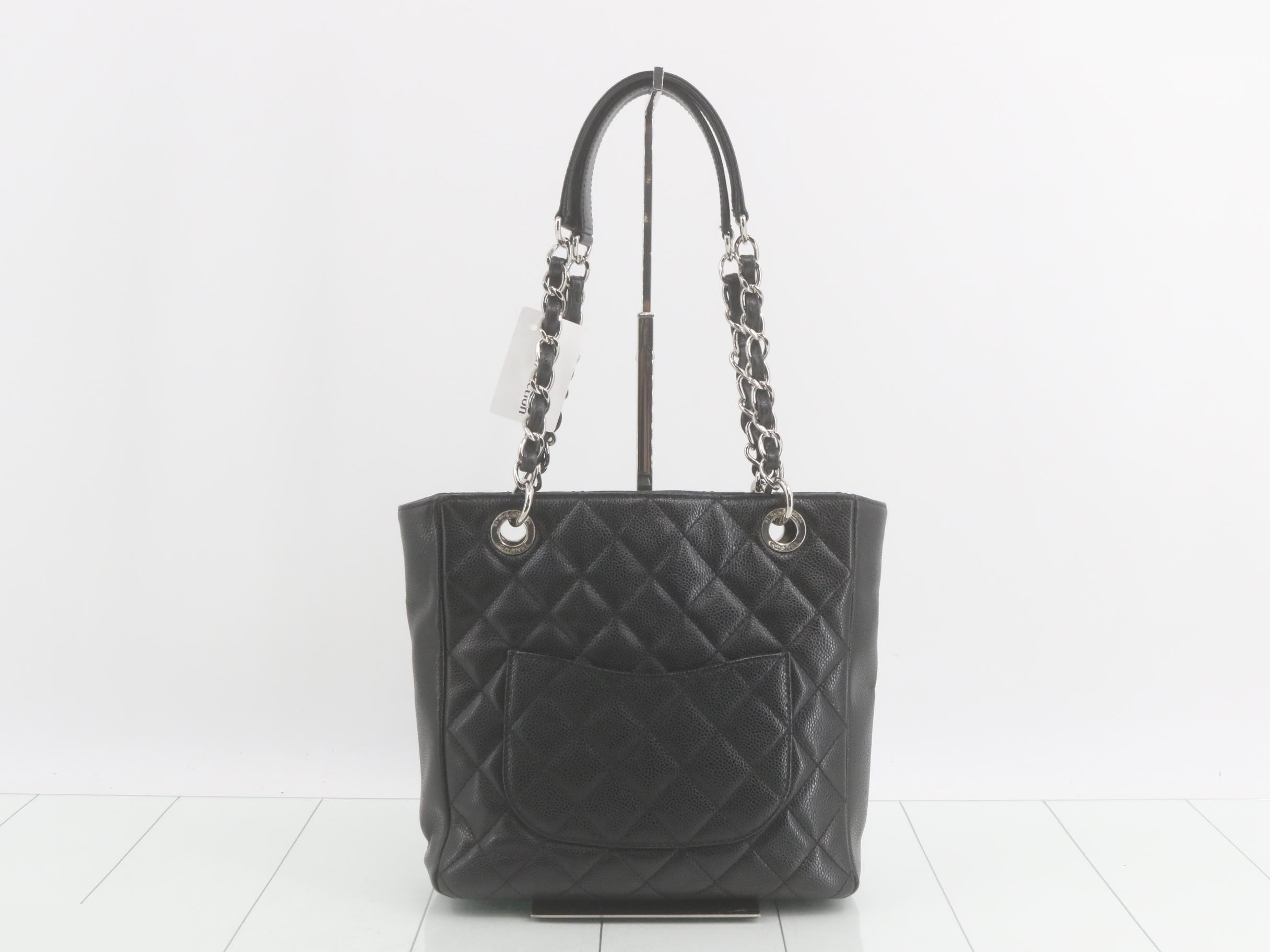 Matelassé PST Tote, Caviar Leather, Black, Silver Hardware, Serial Number 15-series, with original sticker. — view 2