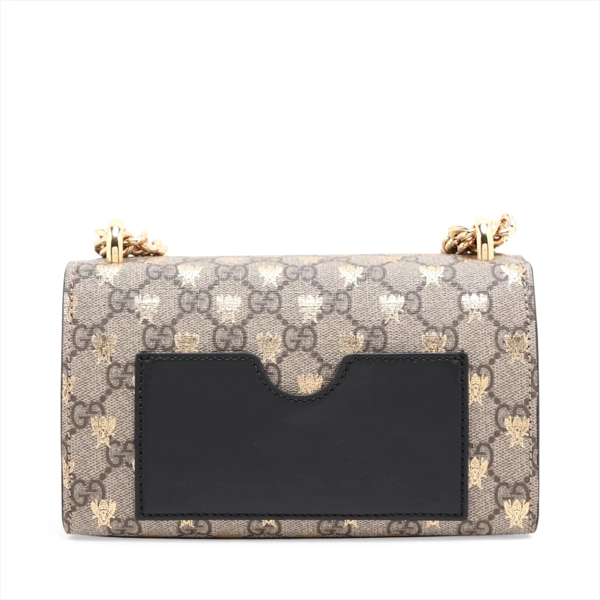GG Supreme Bee Padlock PVC x Leather Chain Shoulder Bag, Beige x Black, 409487 — view 2