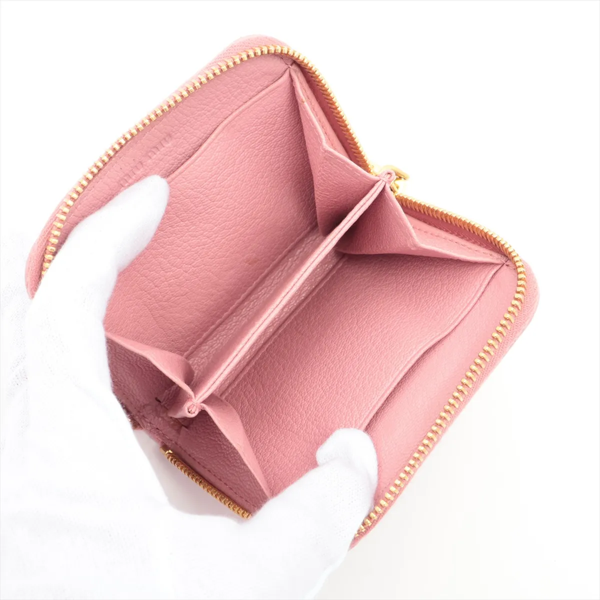 Vitello Dino Logo 5MM268 Leather Coin Case Pink — view 3