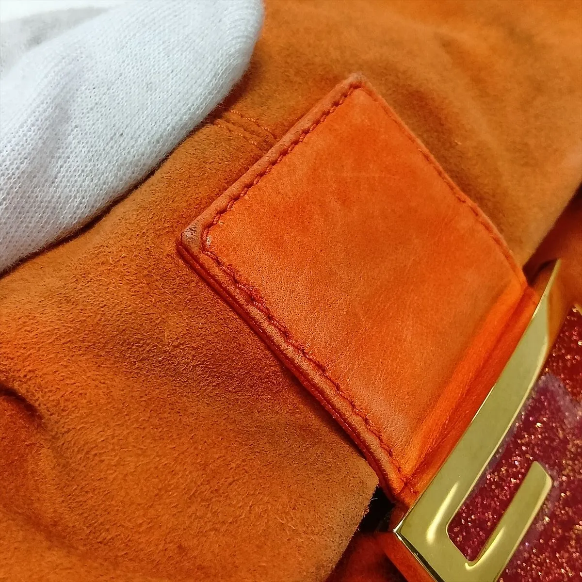 Mamma Bucket 26424 Suede x Leather Shoulder Bag Orange — view 12
