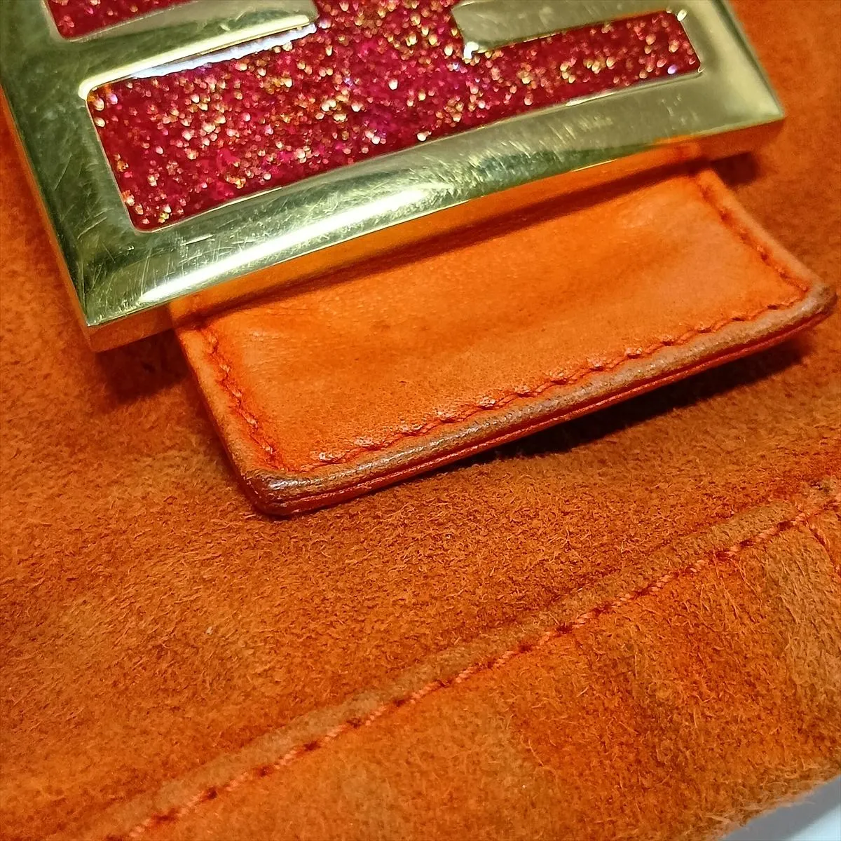 Mamma Bucket 26424 Suede x Leather Shoulder Bag Orange — view 13