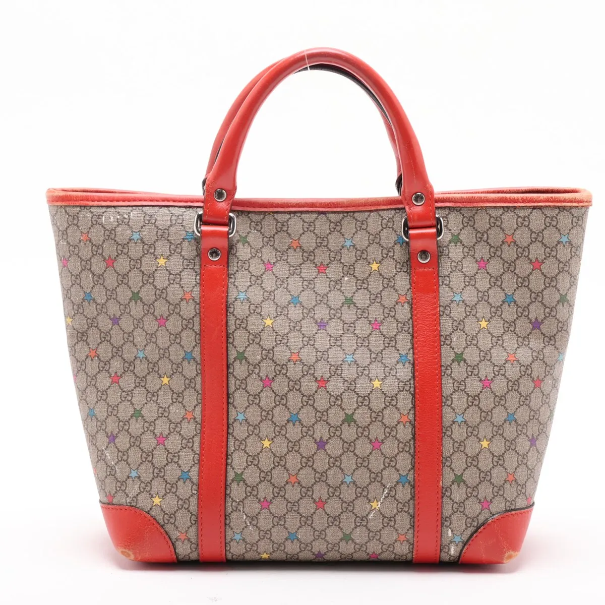 GG Supreme PVC x Leather Handbag, Beige x Orange, 297557 — view 2