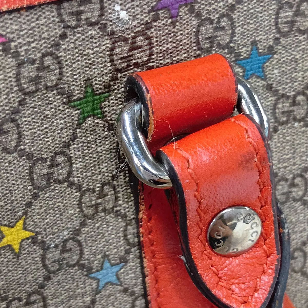 GG Supreme PVC x Leather Handbag, Beige x Orange, 297557 — view 13