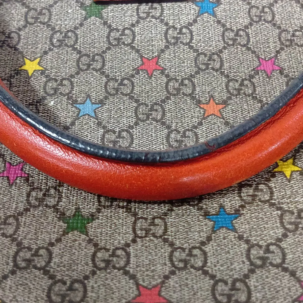 GG Supreme PVC x Leather Handbag, Beige x Orange, 297557 — view 14