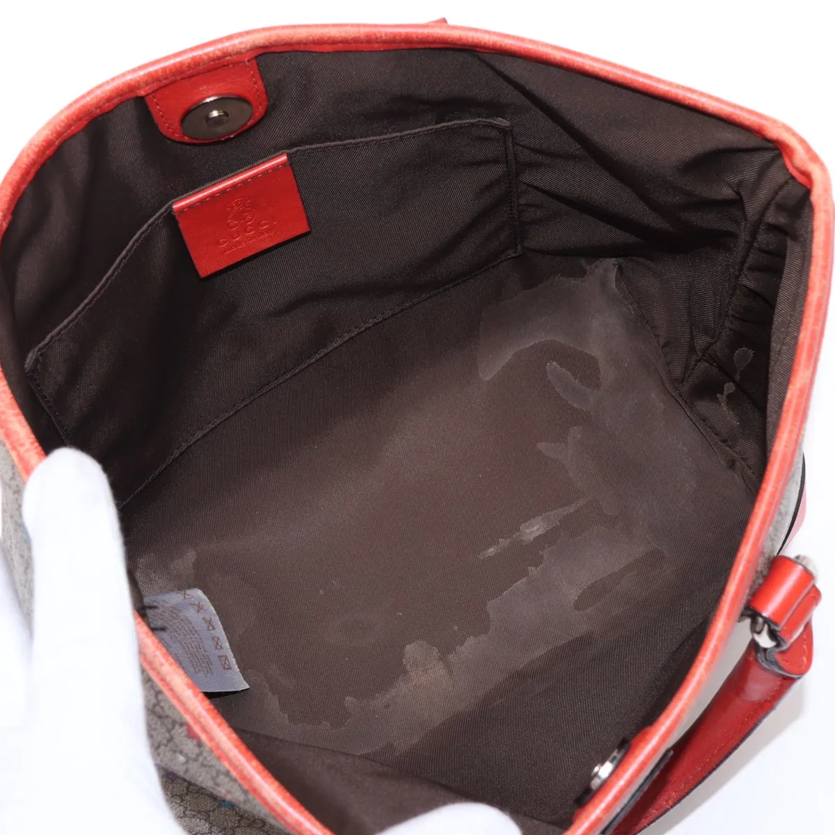 GG Supreme PVC x Leather Handbag, Beige x Orange, 297557 — view 7