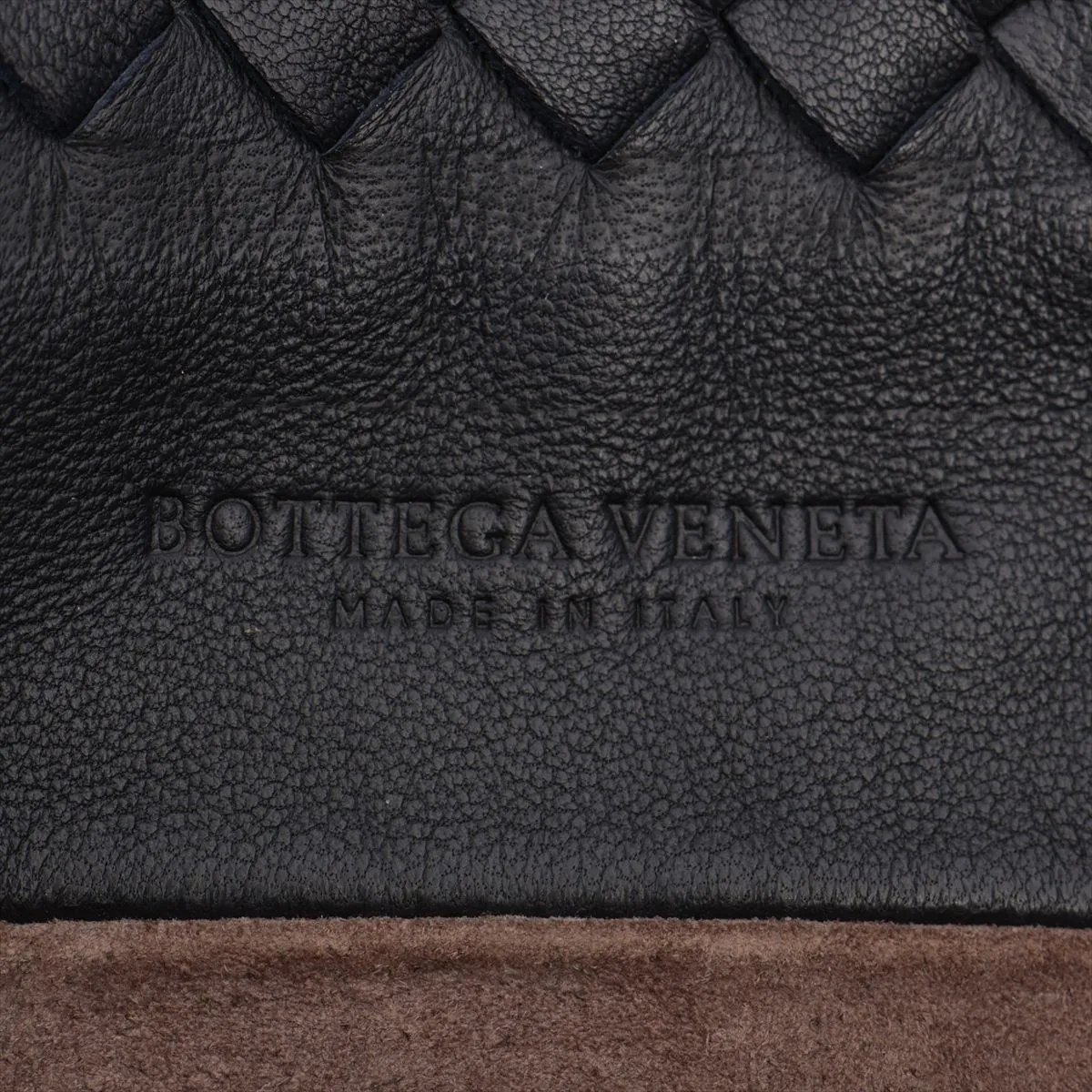 Intrecciato Leather Tote Bag Black — view 10