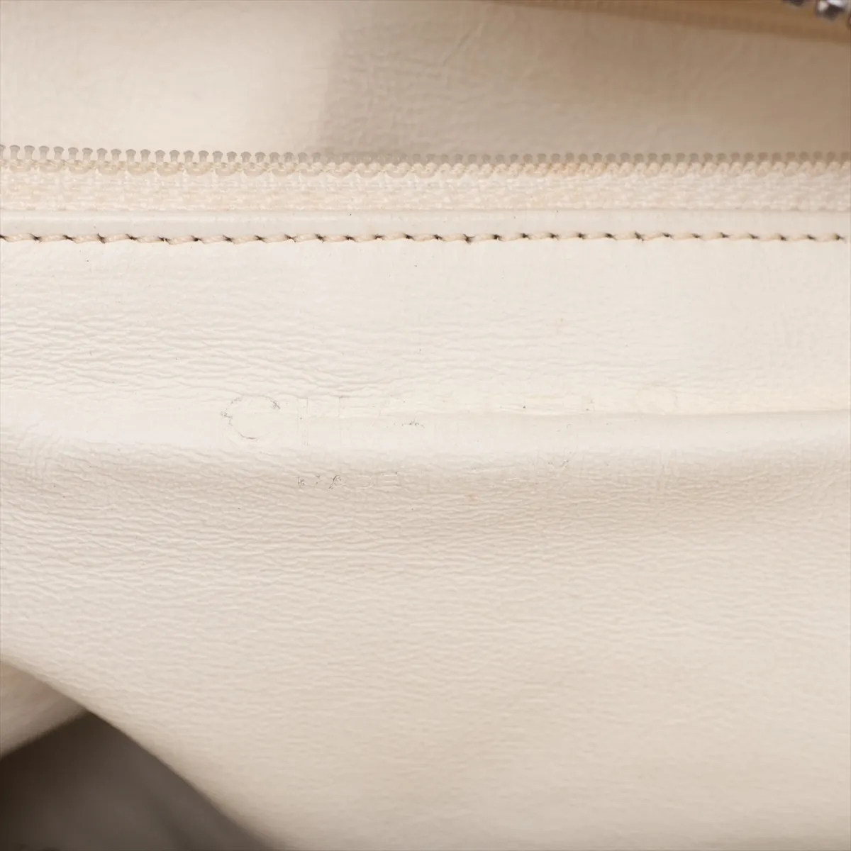 Coco Mark Leather Chain Shoulder Bag, Beige, Silver Hardware — view 11
