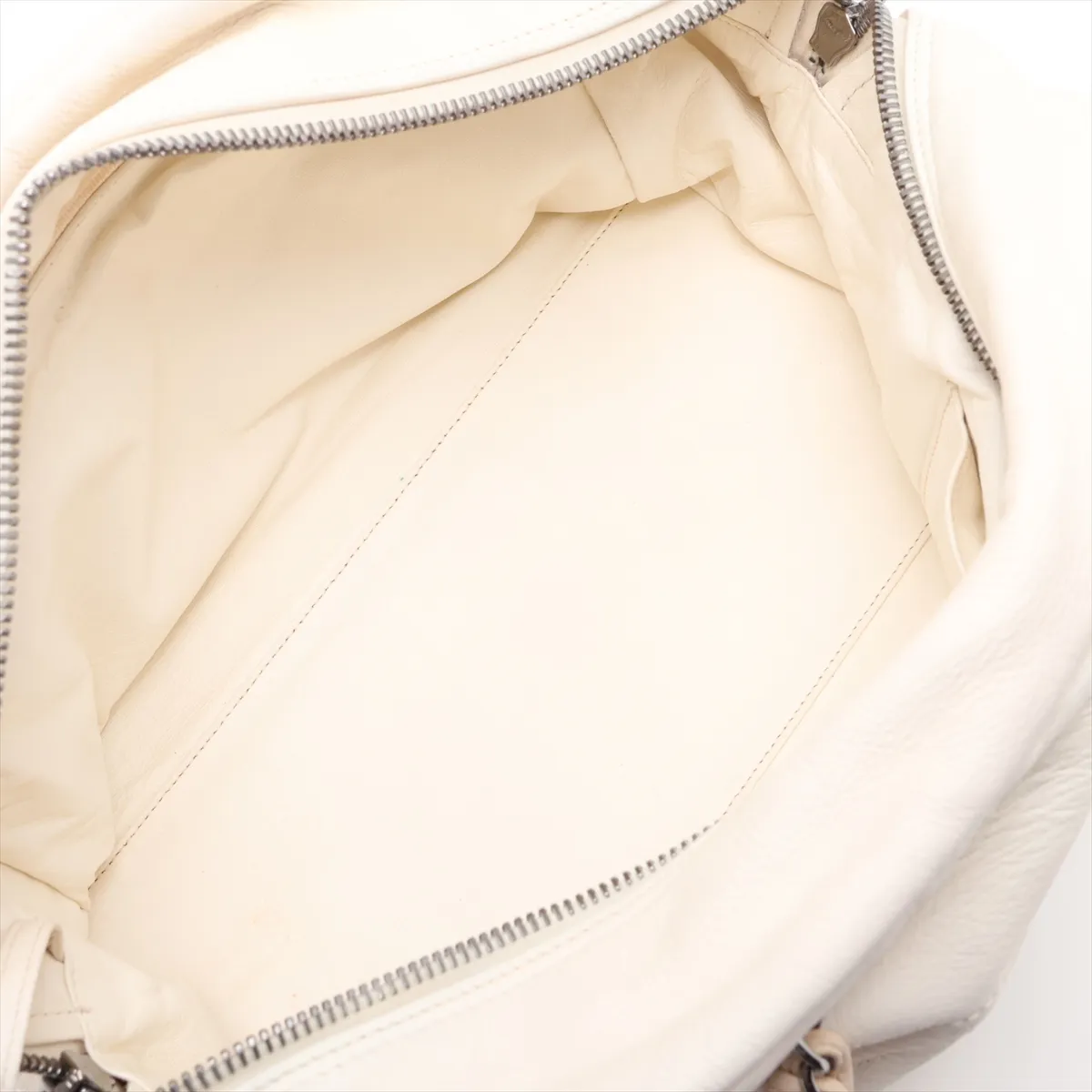 Coco Mark Leather Chain Shoulder Bag, Beige, Silver Hardware — view 7