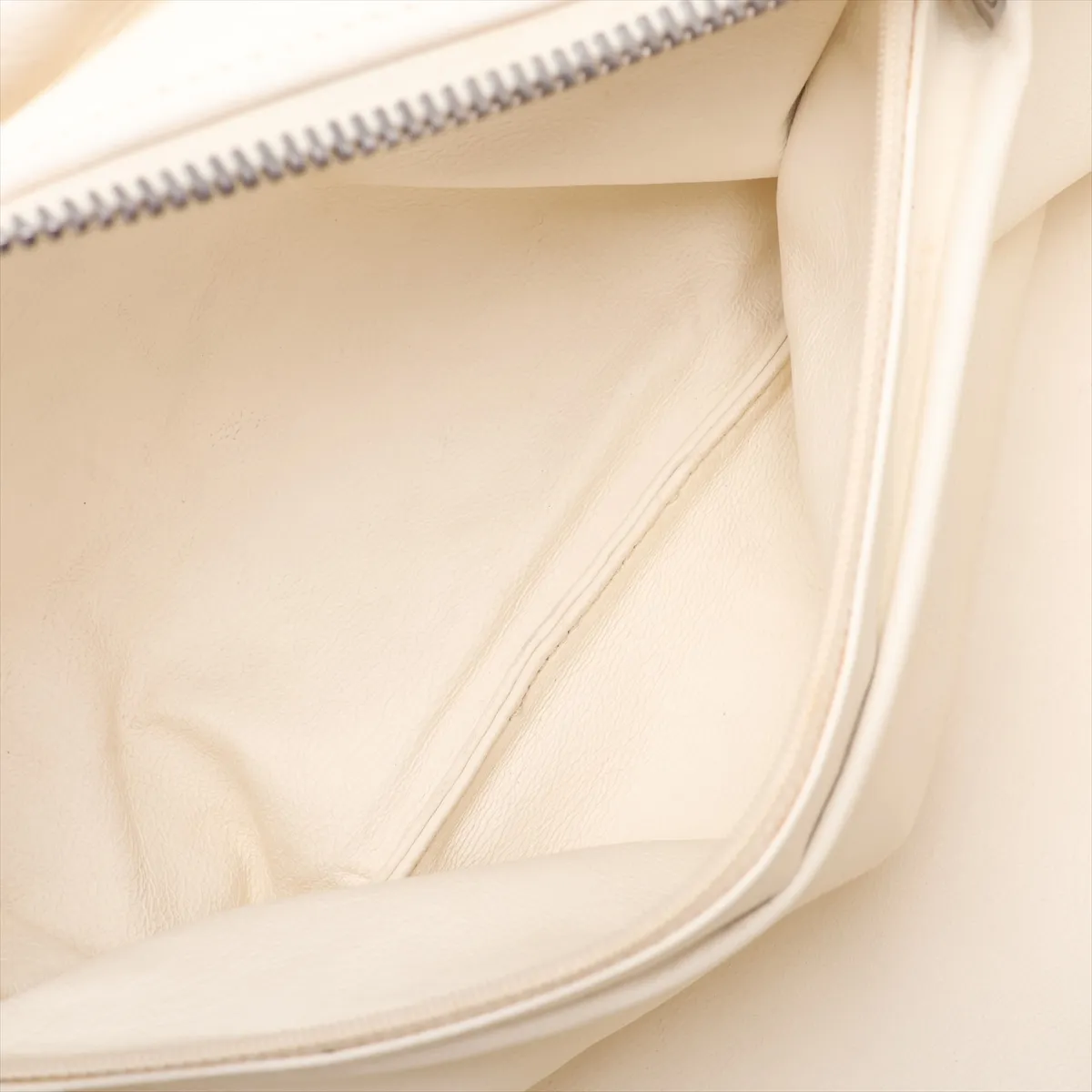 Coco Mark Leather Chain Shoulder Bag, Beige, Silver Hardware — view 8