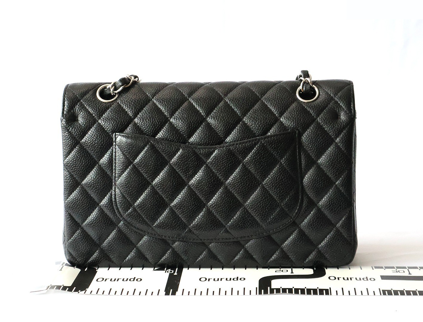 Caviar leather Matelassé 25 Double flap Double chain shoulder bag, black — view 2