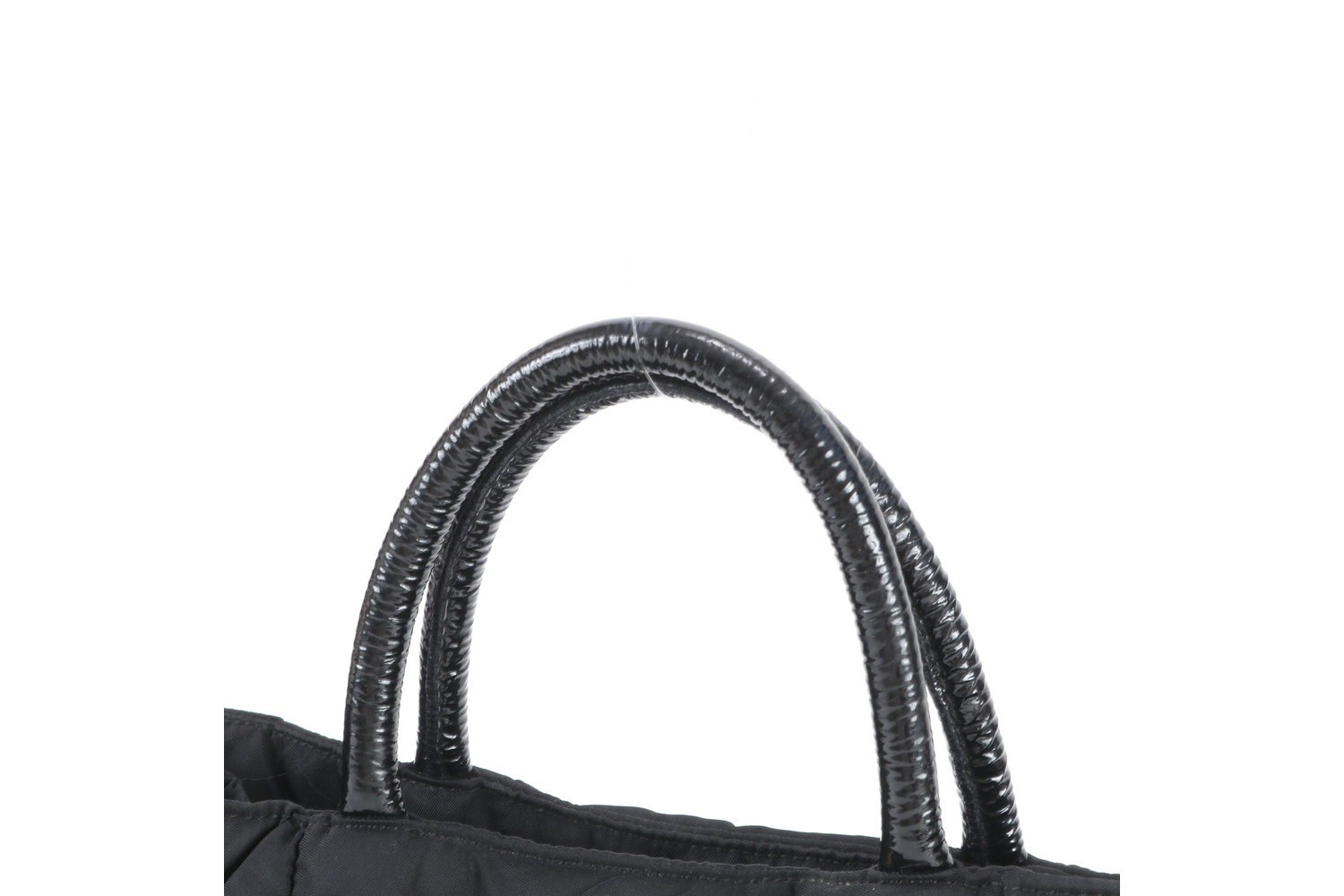 Tessuto Nylon Crispy Triangle Logo Leather Tote Bag — view 2
