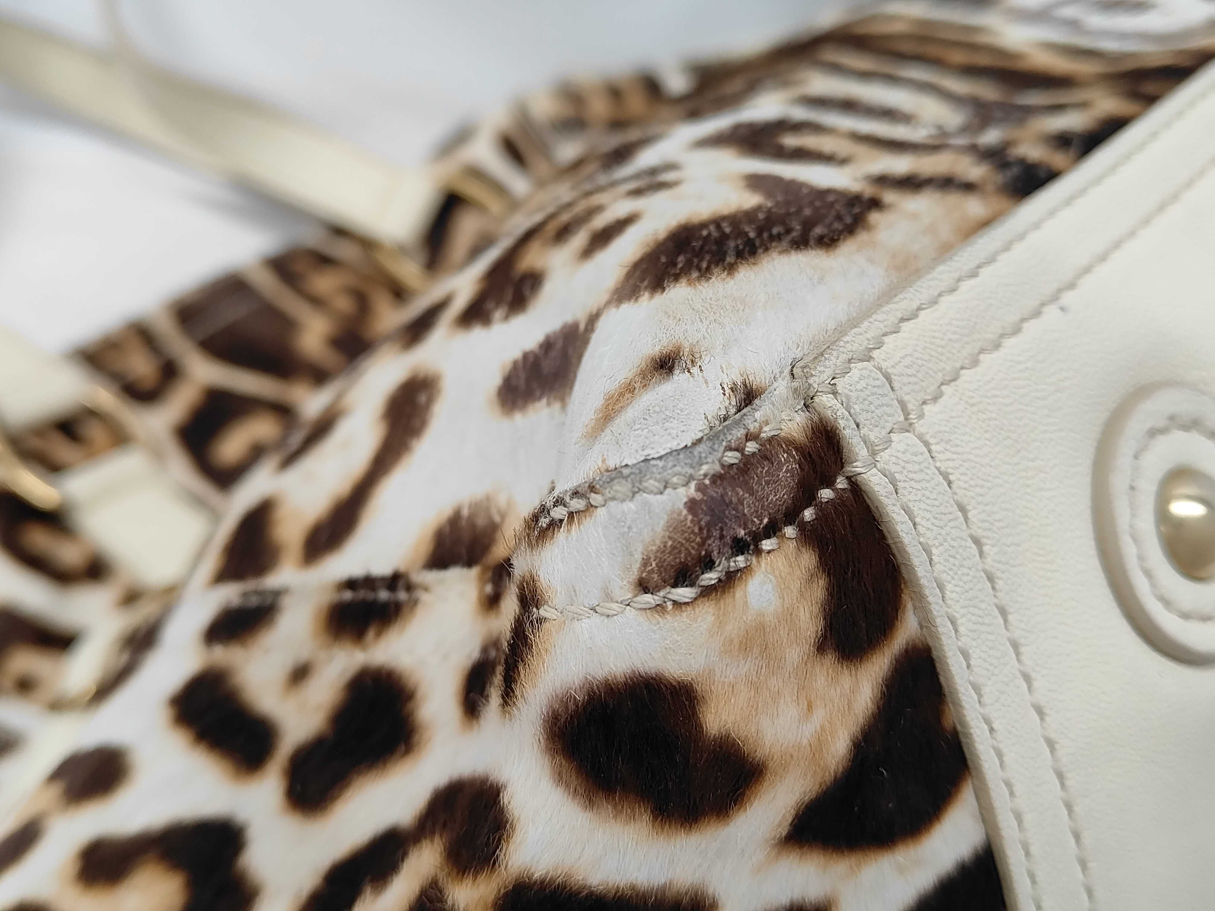 calfskin tote bag, handbag, leopard print leather bag — view 3