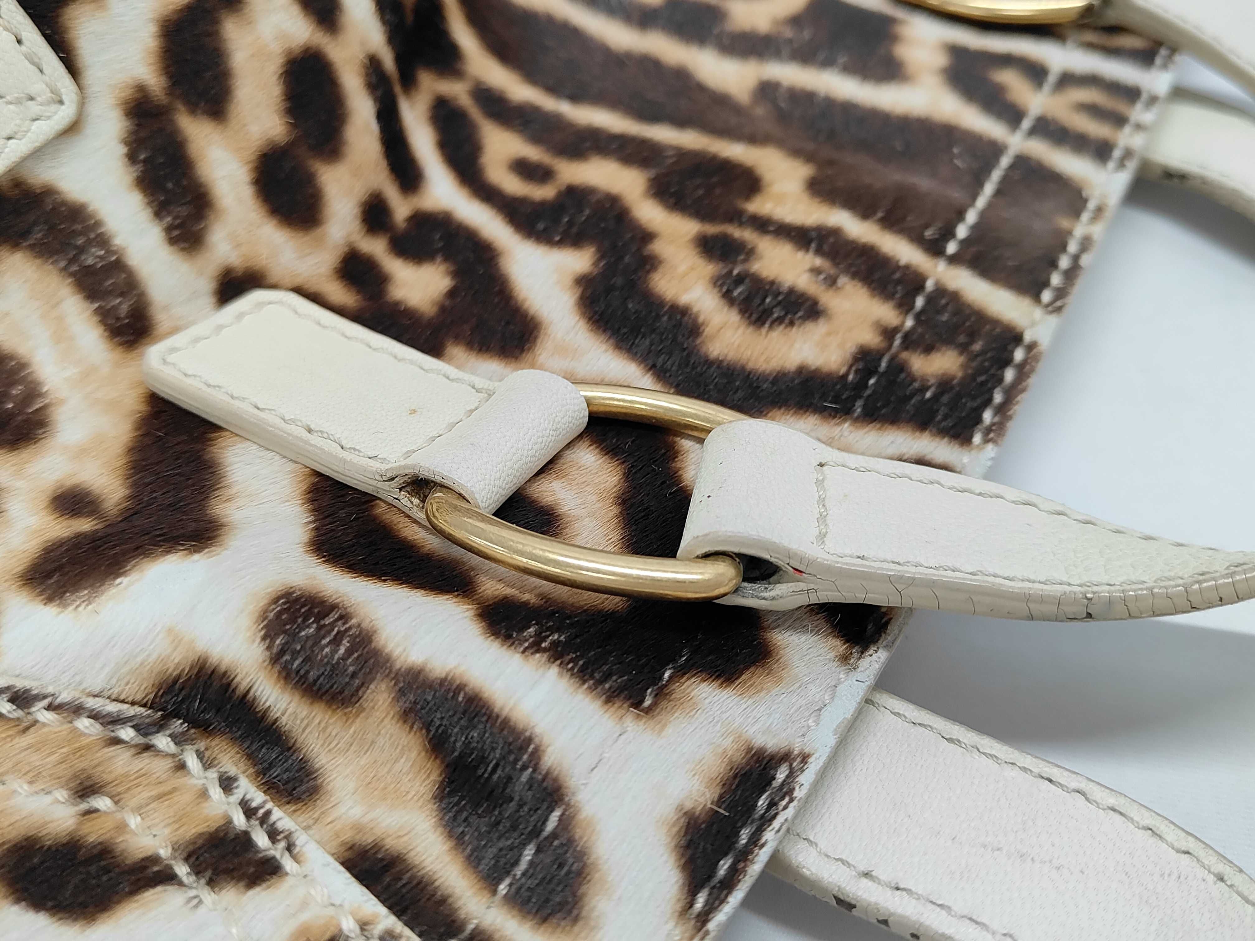 calfskin tote bag, handbag, leopard print leather bag — view 6