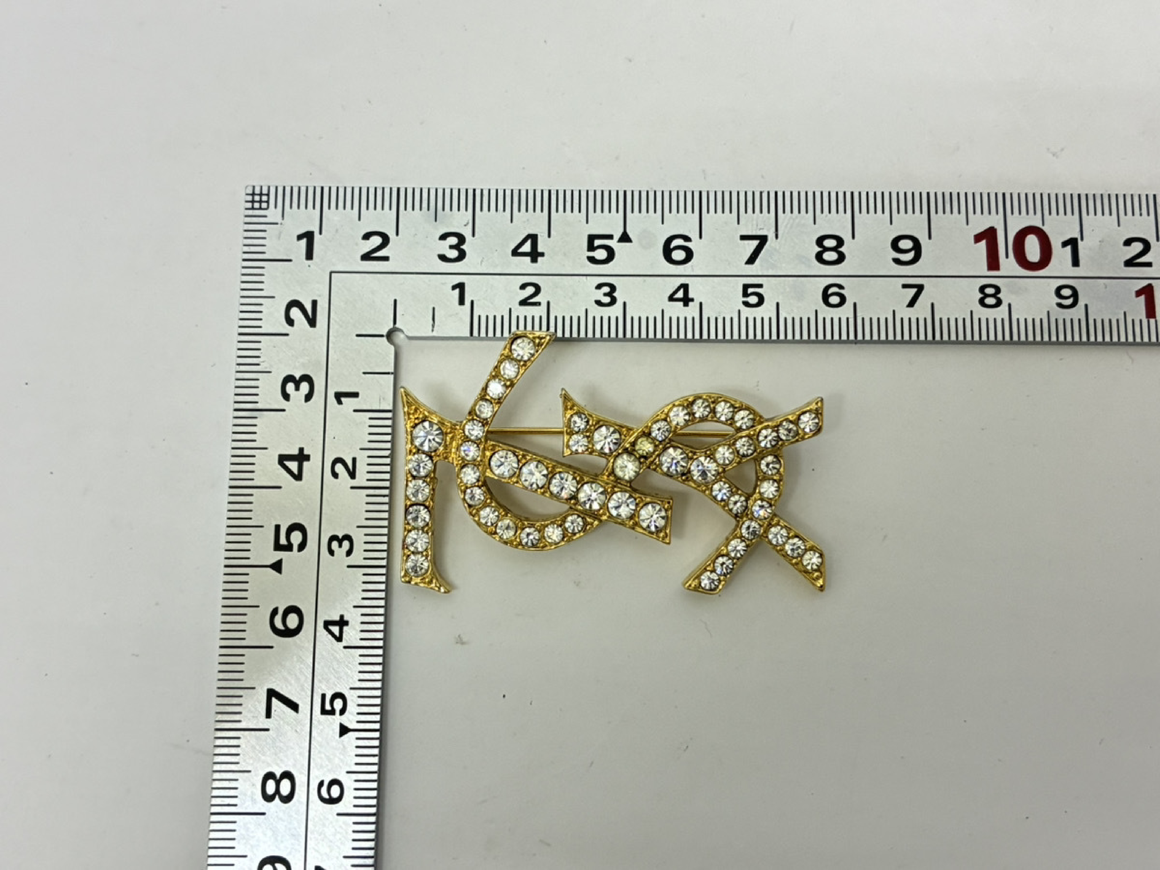 logo rhinestone brooch — view 5