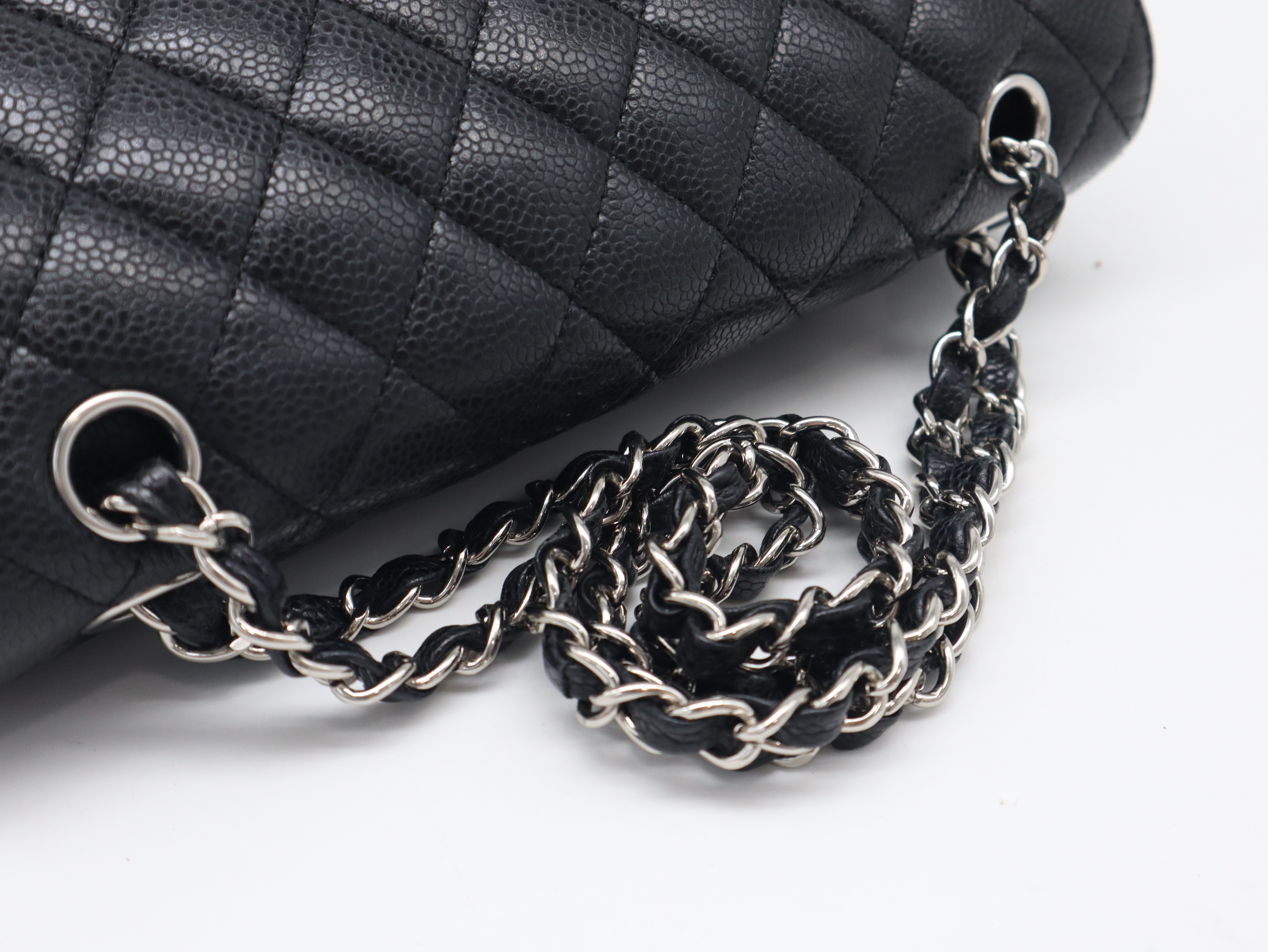 Caviar Skin Matelassé 25 Shoulder Bag with Double Flap, Double Chain, Silver Hardware, Seal, Card, 13099457, Guarantee Card, and Dust Bag. — view 6