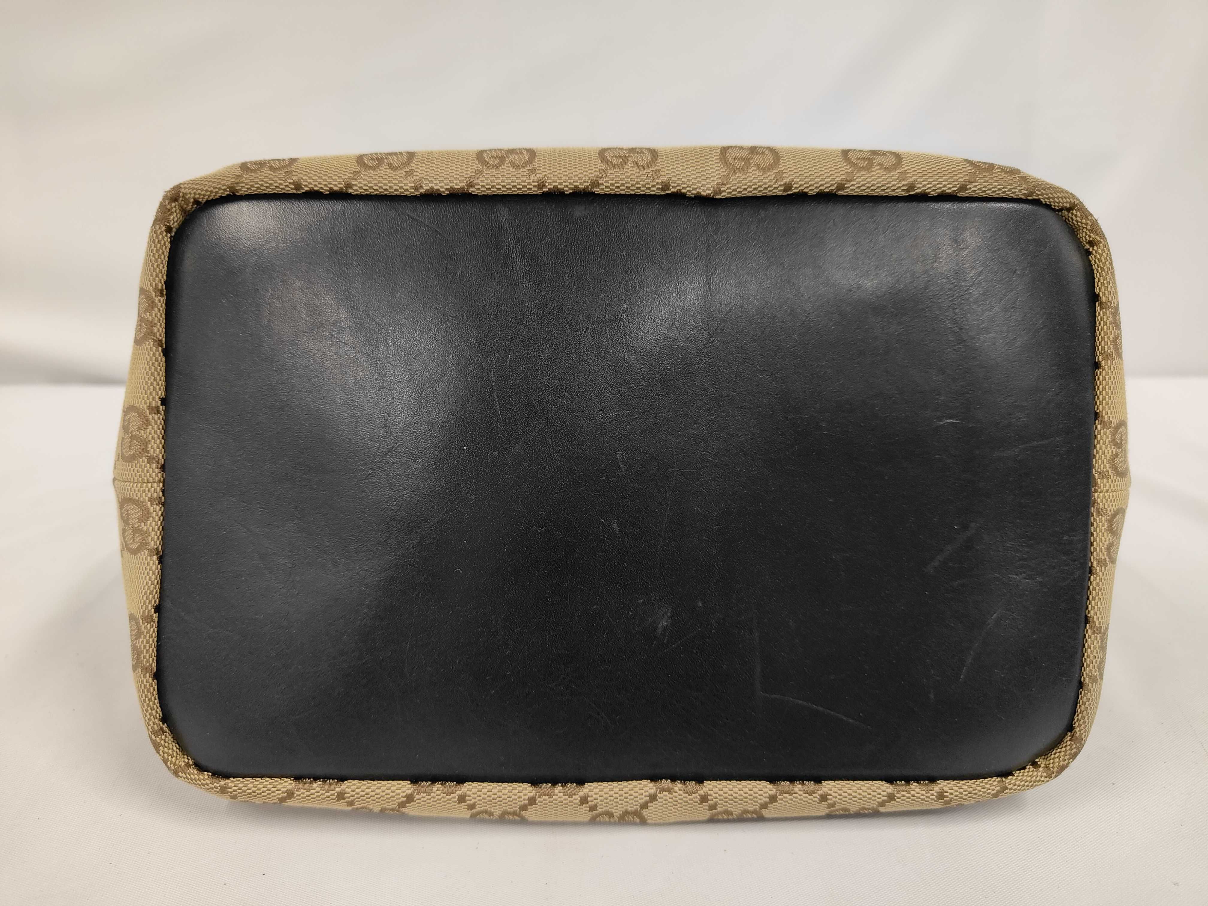 000 0531 Bamboo GG Canvas x Leather One-Shoulder Bag Handbag Beige x Black Shoulder Bag — view 3