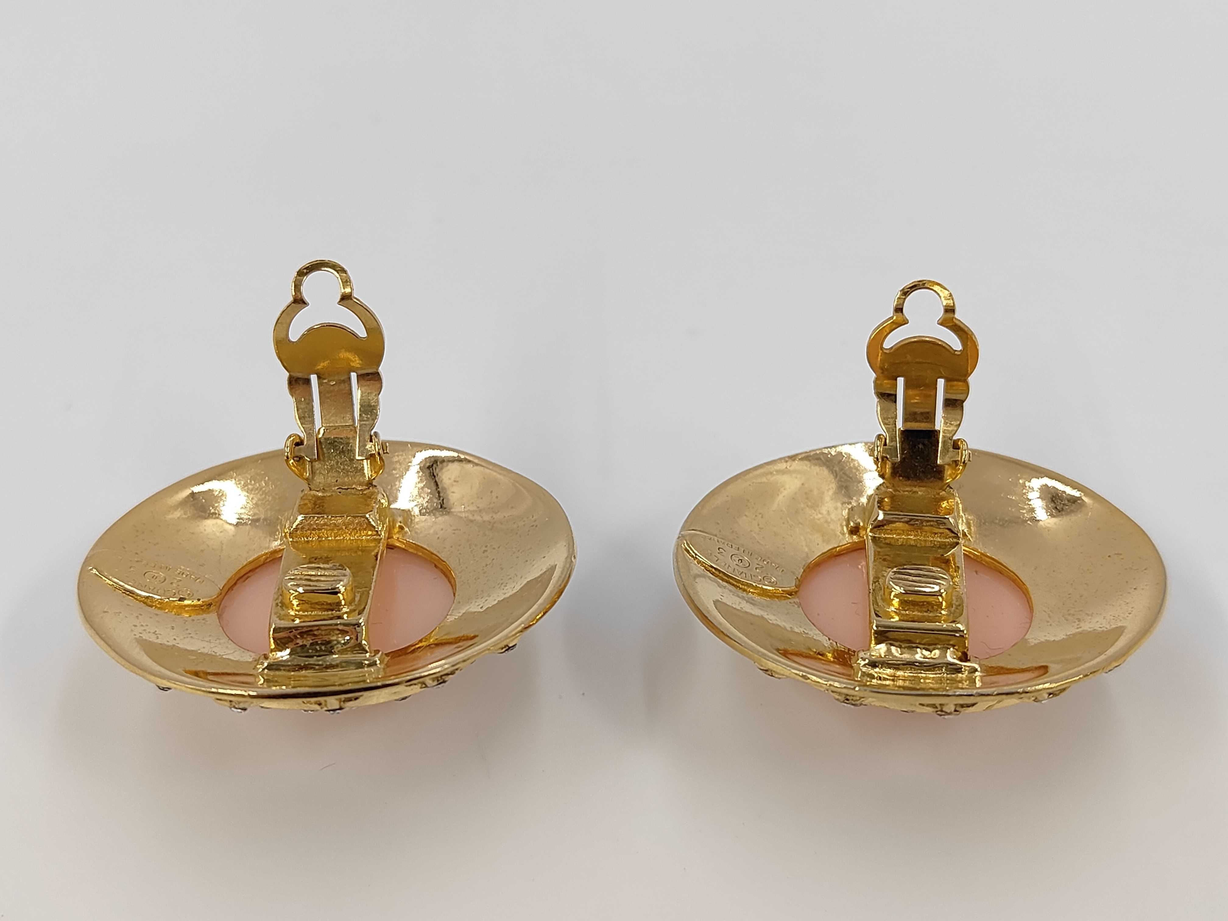 Star Rhinestone Pink Stone Gold Earrings — view 5
