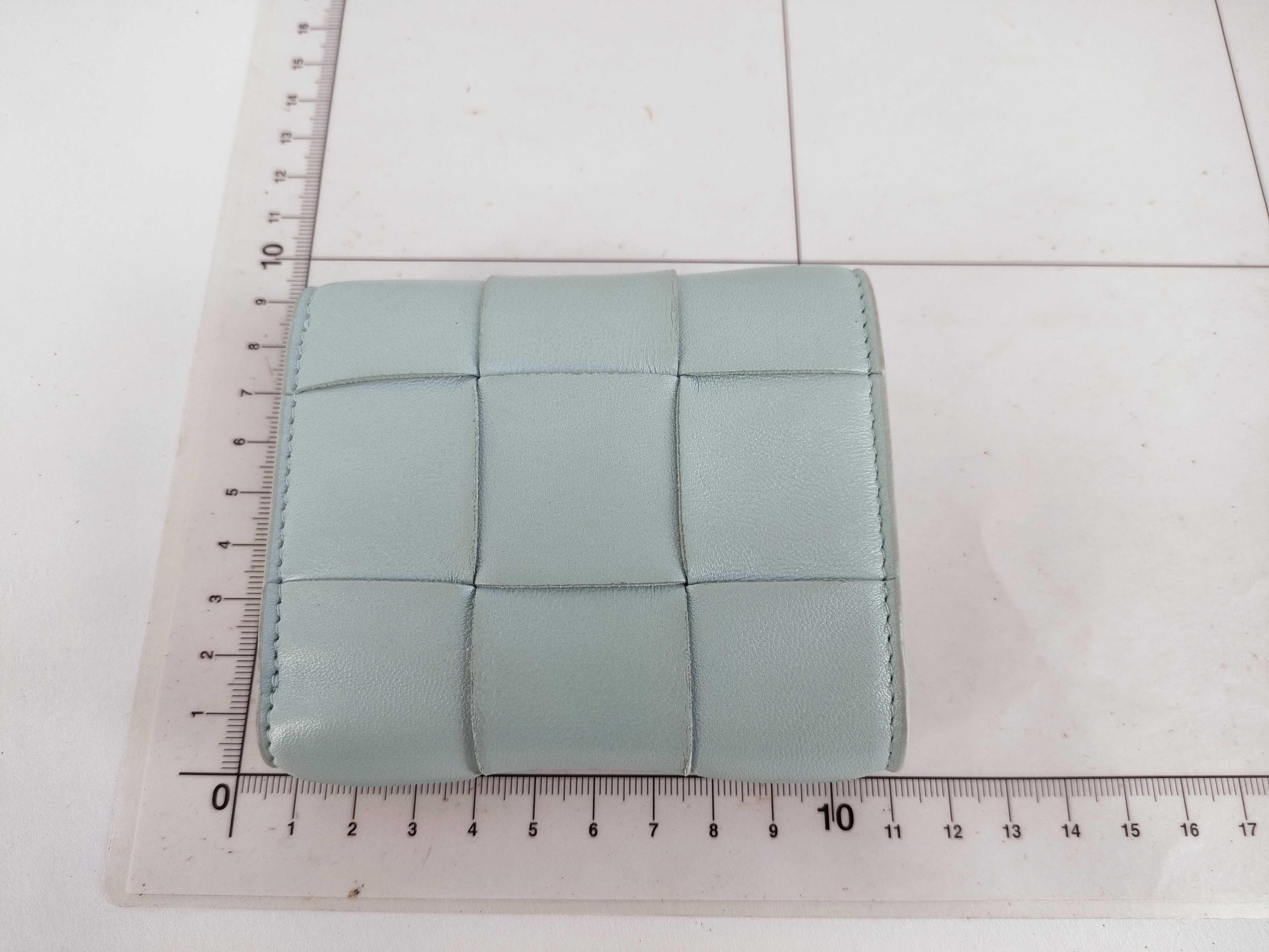 Intrecciato Maxi Cassette Compact Wallet, Light Blue — view 2