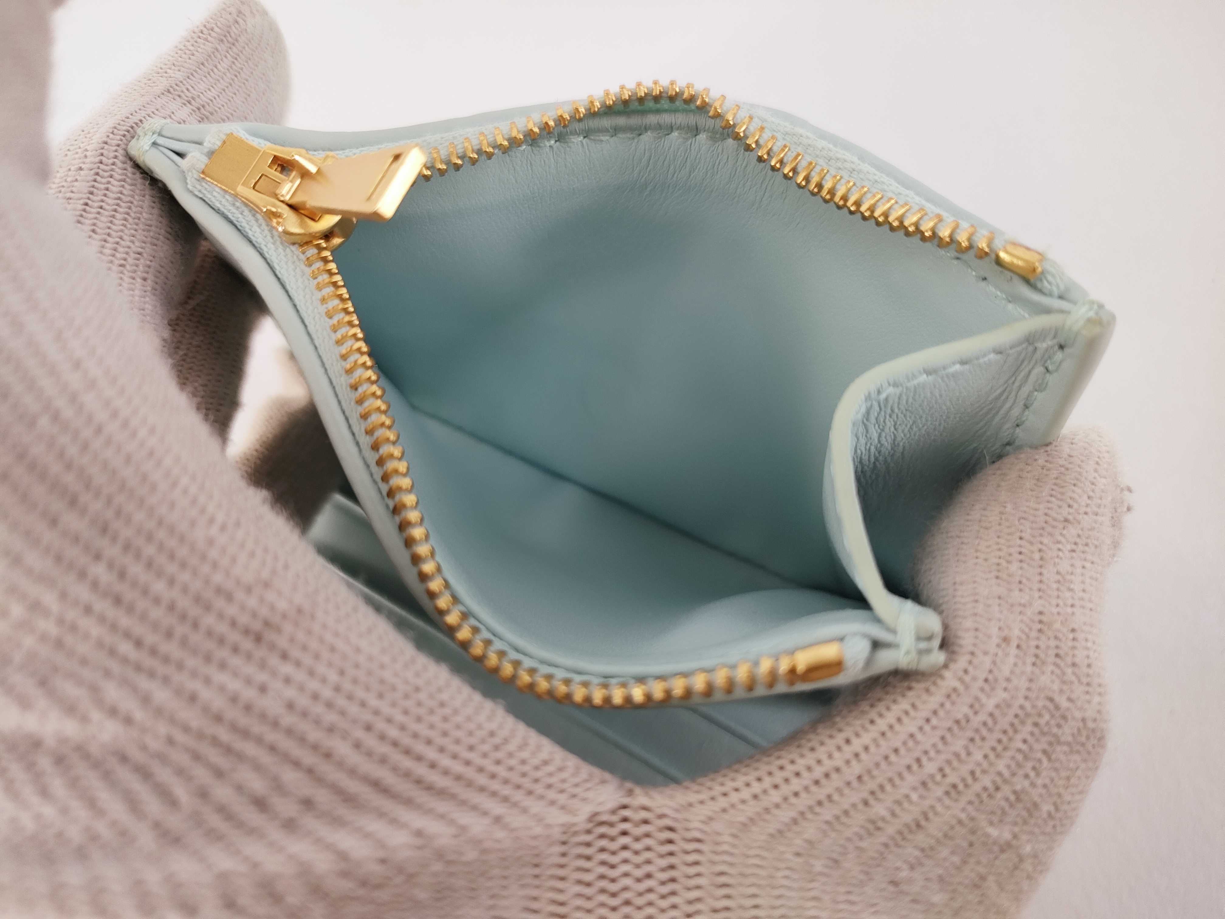 Intrecciato Maxi Cassette Compact Wallet, Light Blue — view 11
