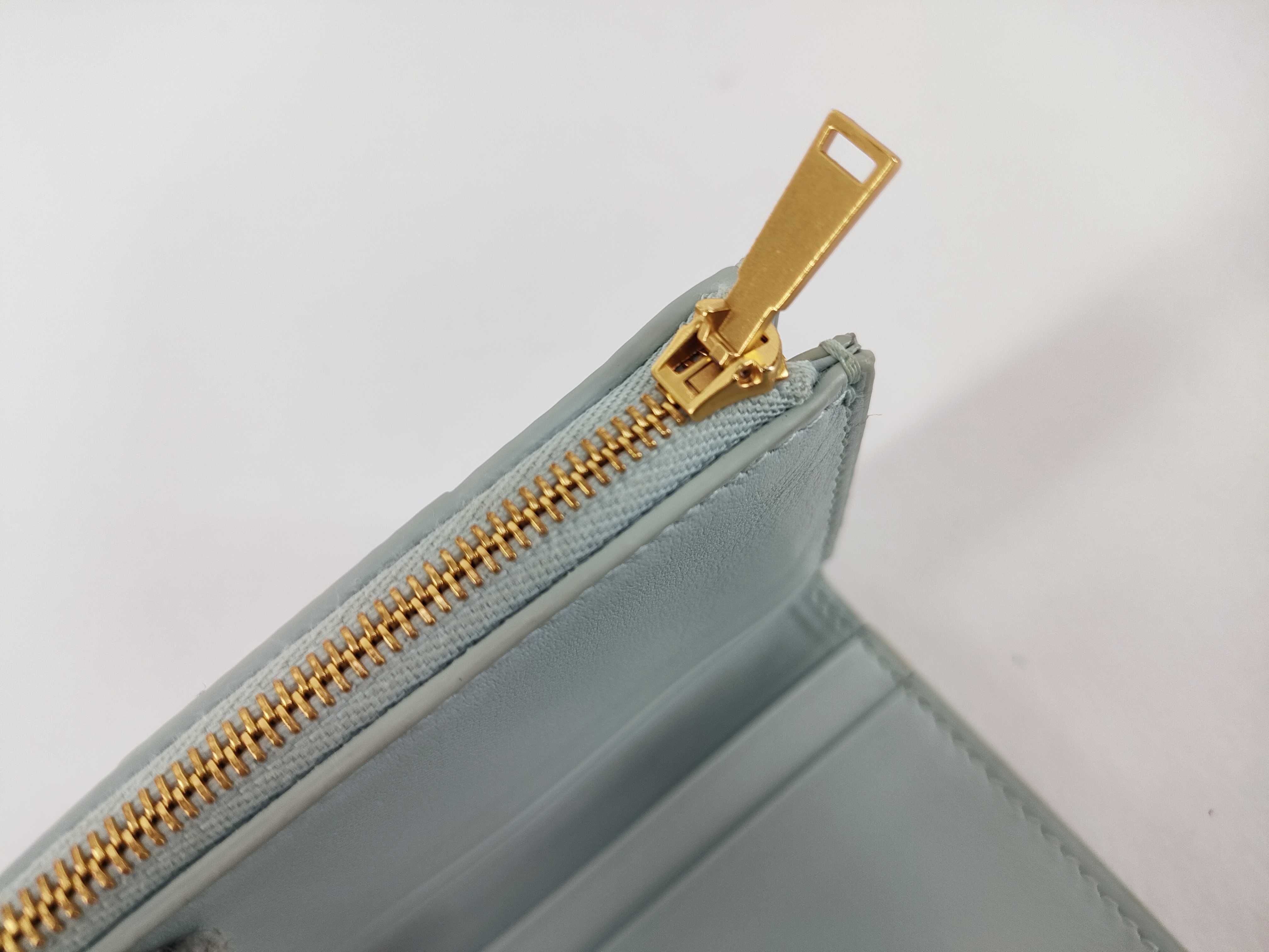 Intrecciato Maxi Cassette Compact Wallet, Light Blue — view 13