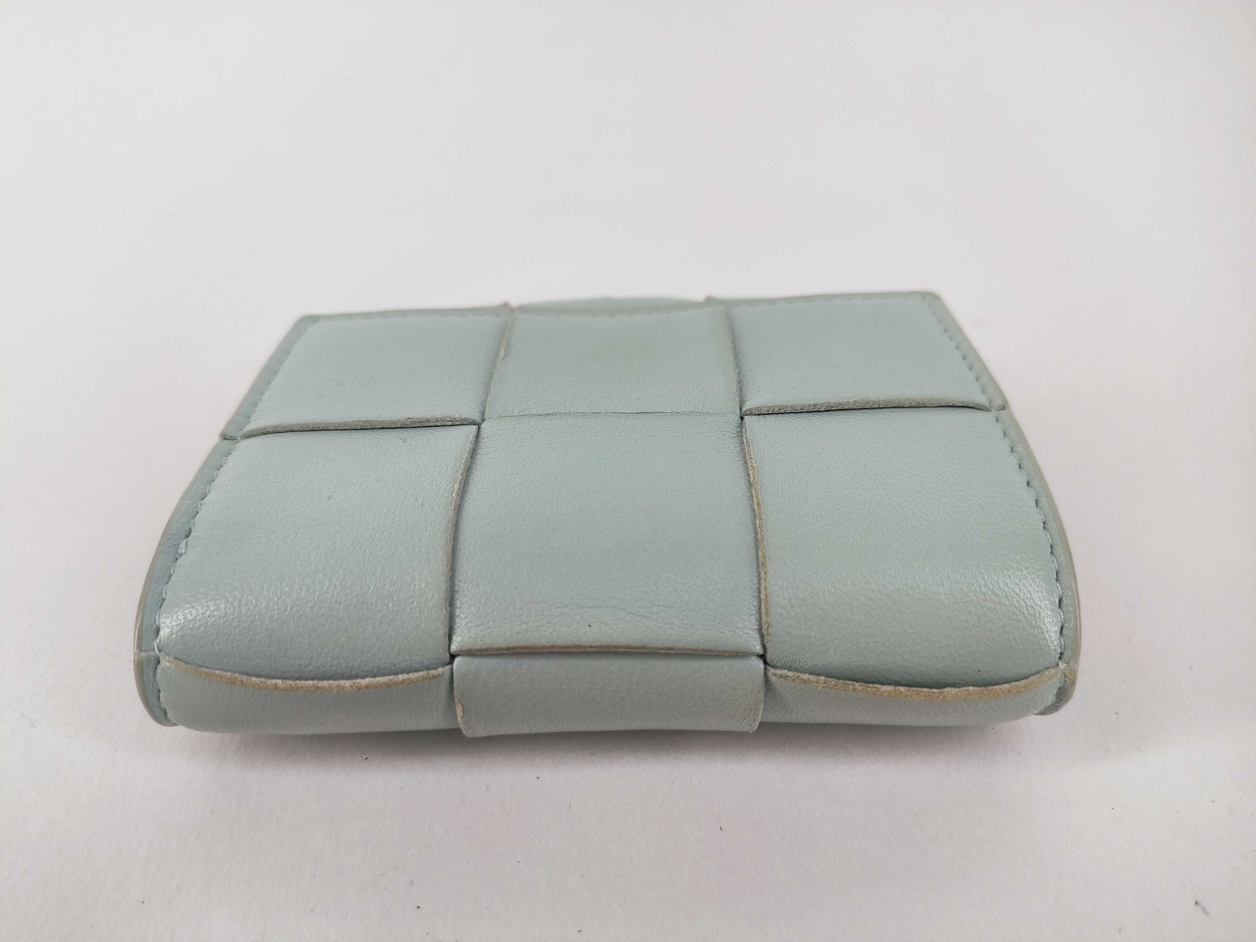Intrecciato Maxi Cassette Compact Wallet, Light Blue — view 5