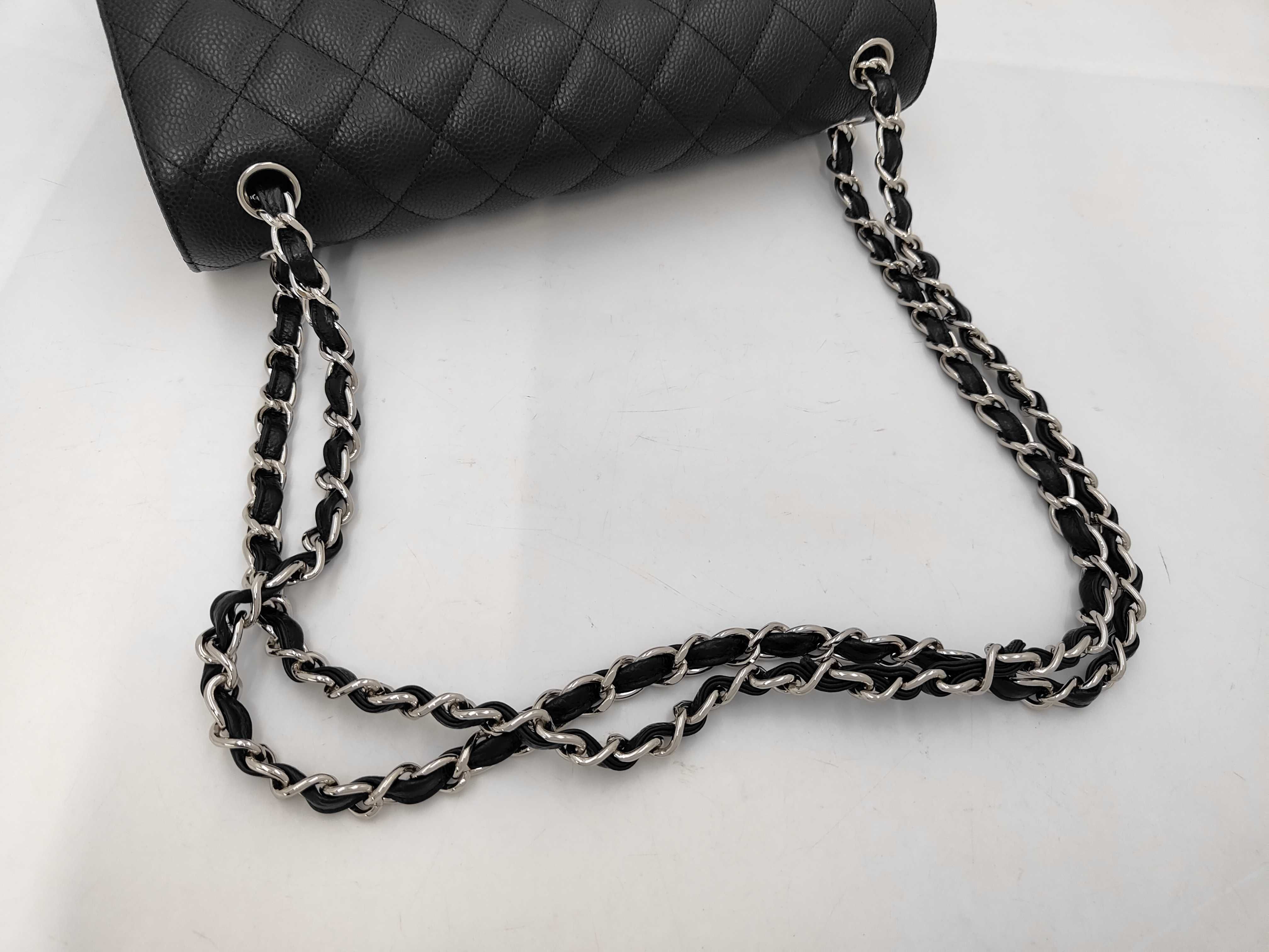 Caviar Skin Jumbo Matelassé Chain Shoulder Bag, Black, Serial Number 22 — view 3