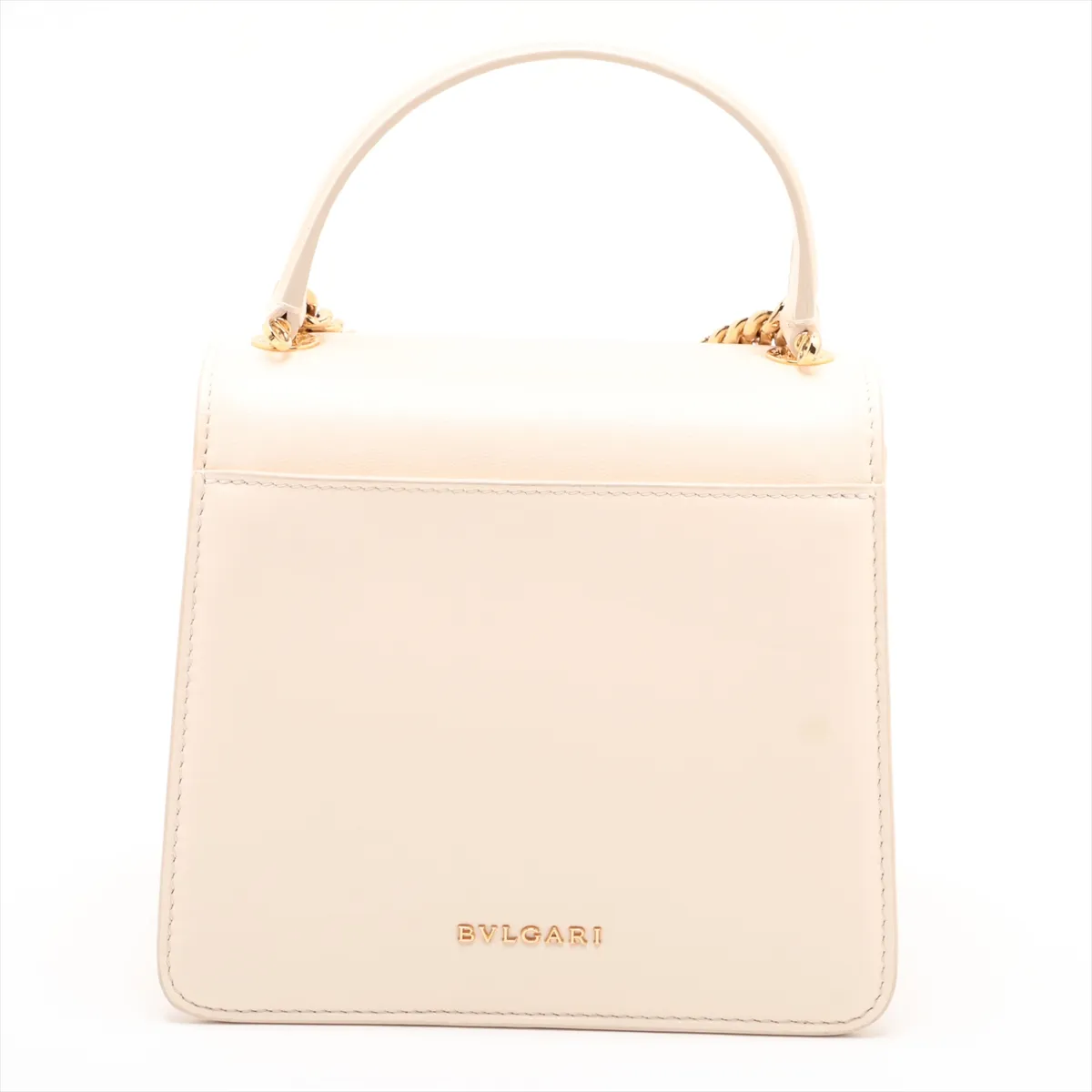 Serpenti Leather 2-Way Handbag, White, with Mirror — view 2