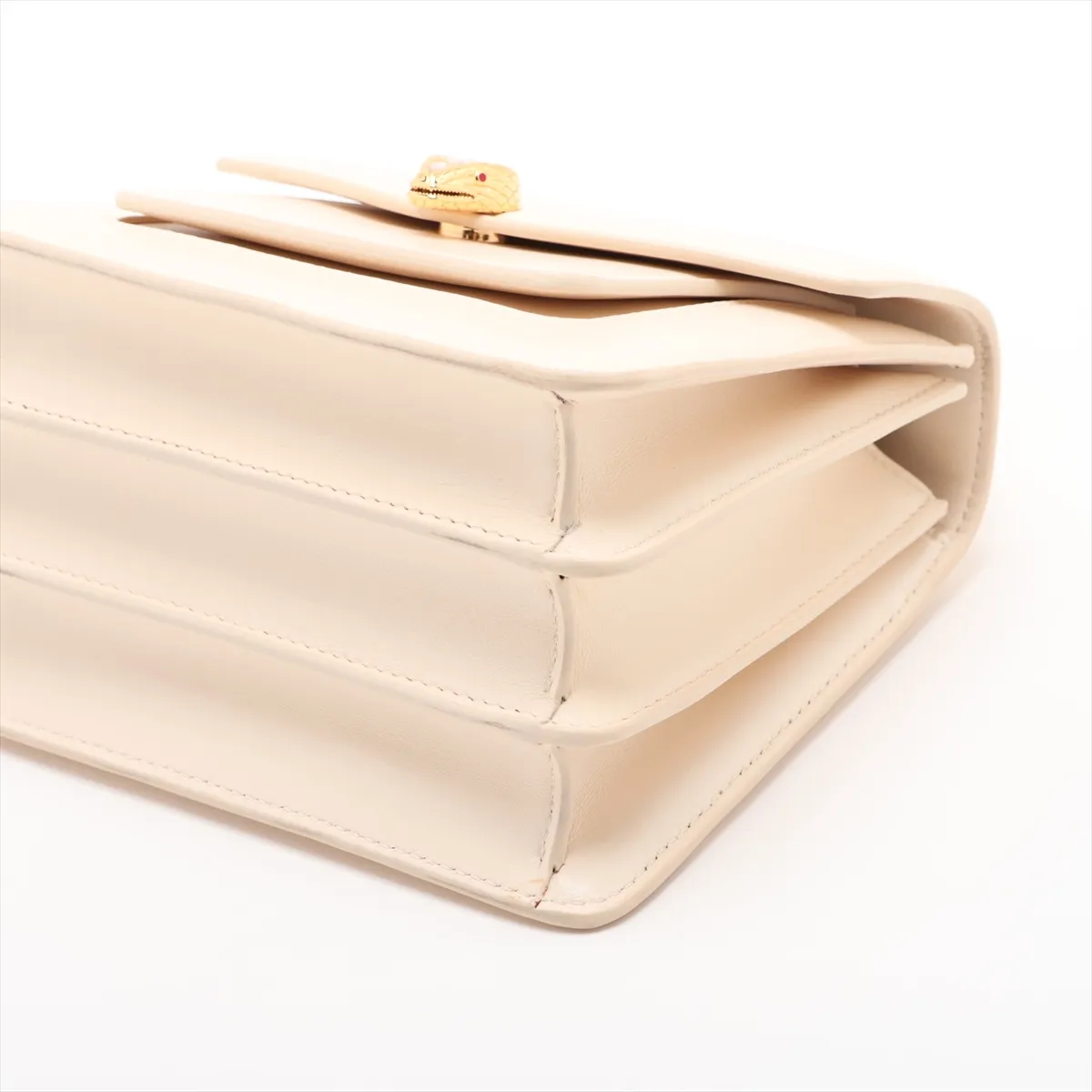 Serpenti Leather 2-Way Handbag, White, with Mirror — view 3