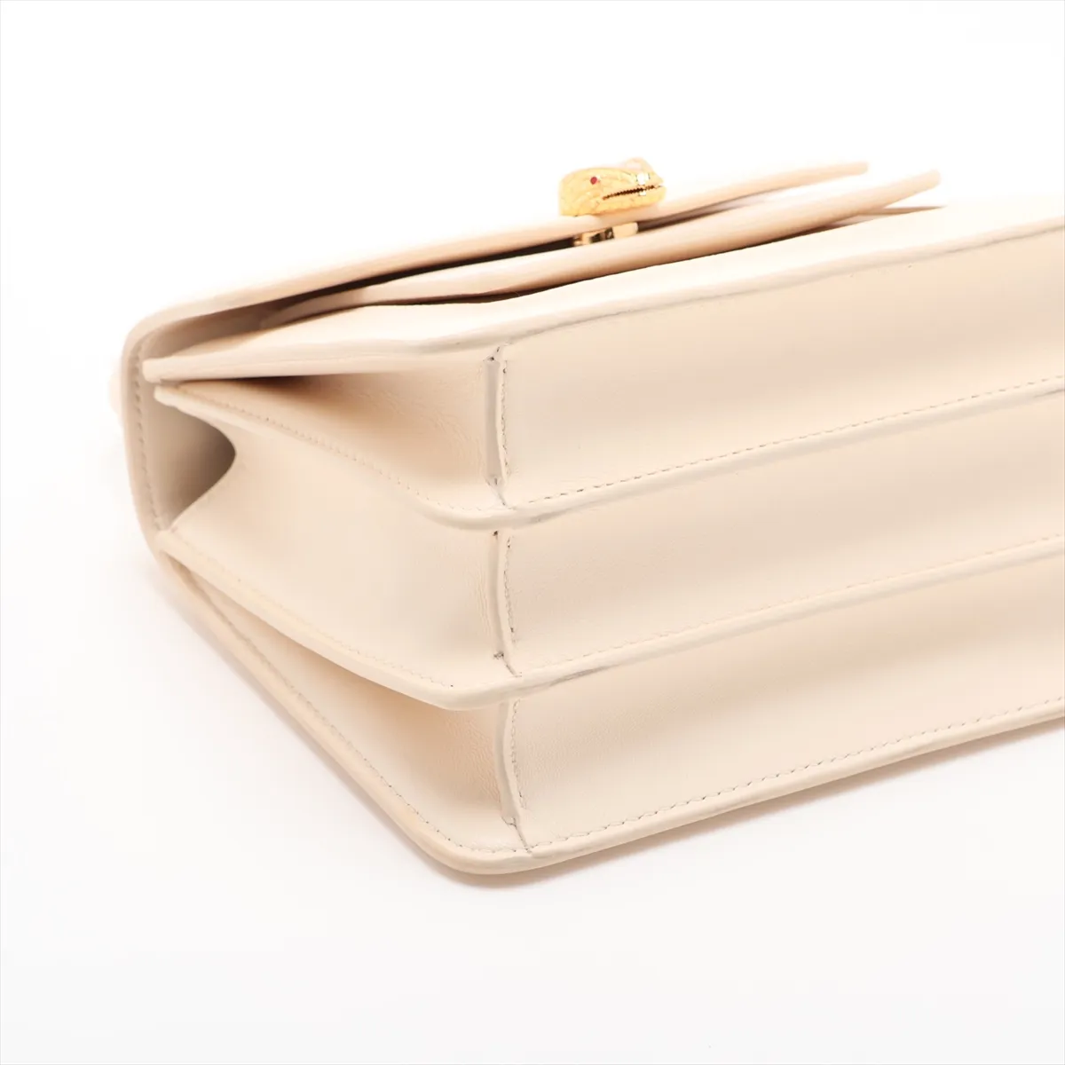 Serpenti Leather 2-Way Handbag, White, with Mirror — view 4