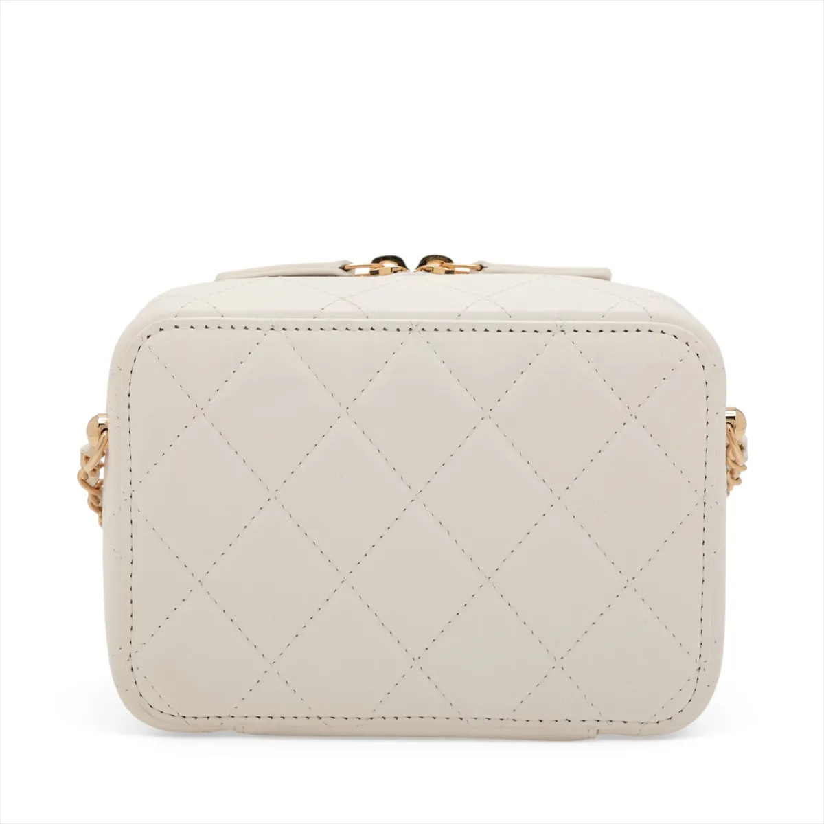 Matelassé Lambskin x Metal Chain Shoulder Bag, White with Gold Hardware, 31700550, Serial Number 31 — view 2