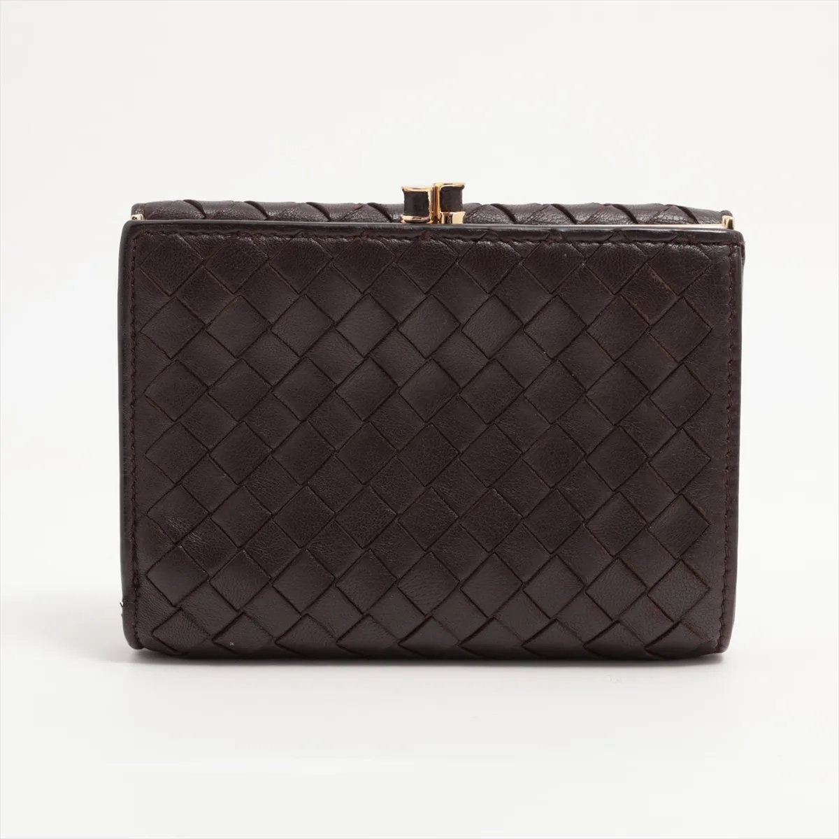 Intrecciato Leather Compact Wallet Brown — view 2