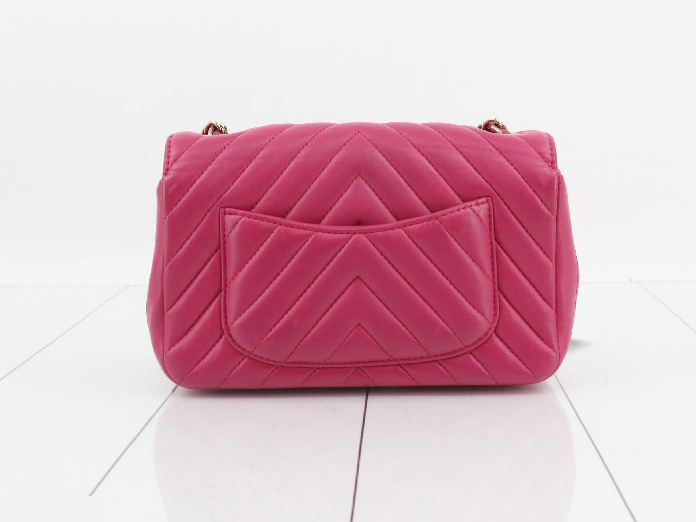 Single flap mini shoulder bag, lambskin, chevron pattern, #23. — view 2