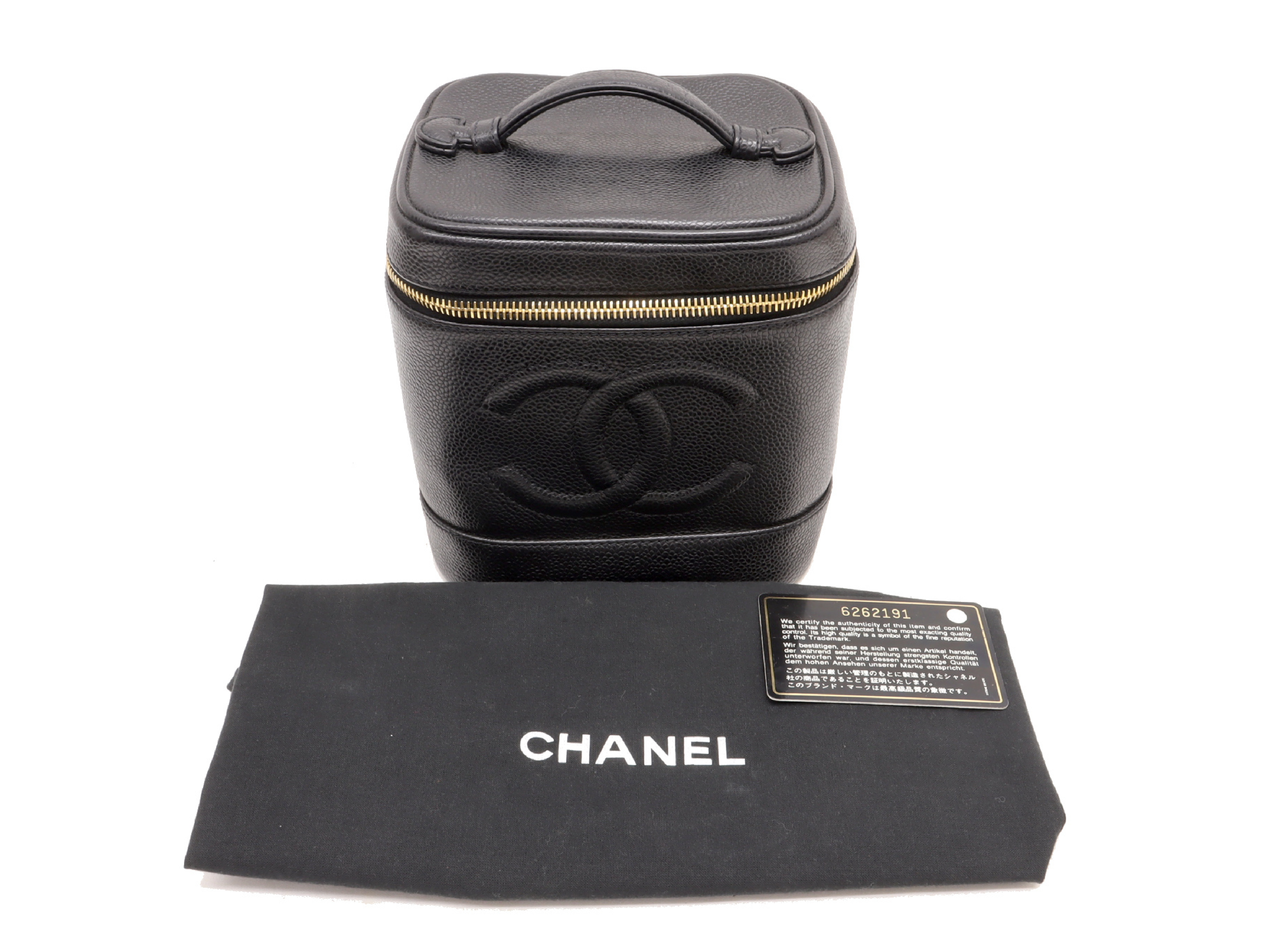 Coco Mark Caviar Skin Black Vanity Bag (Serial No. 6, No Seal) — view 8